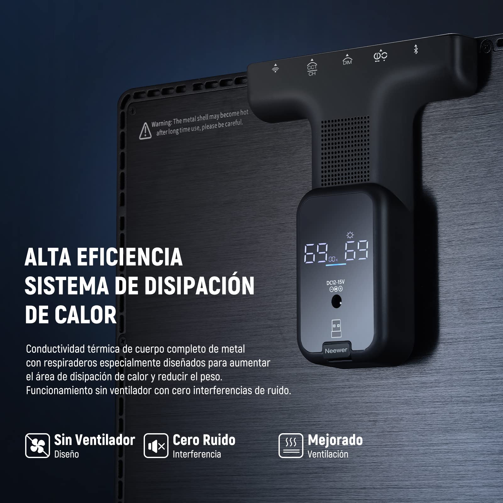 NEEWER GL1 Pro 15,5" Key Light Luz para Streaming, Luz Video con 2.4G PC y iOS Android App Control, 2800 Lúmenes, Sopporte de Escritorio, Compatible con Elgato Stream Deck para Gaming/Zoom, Negro