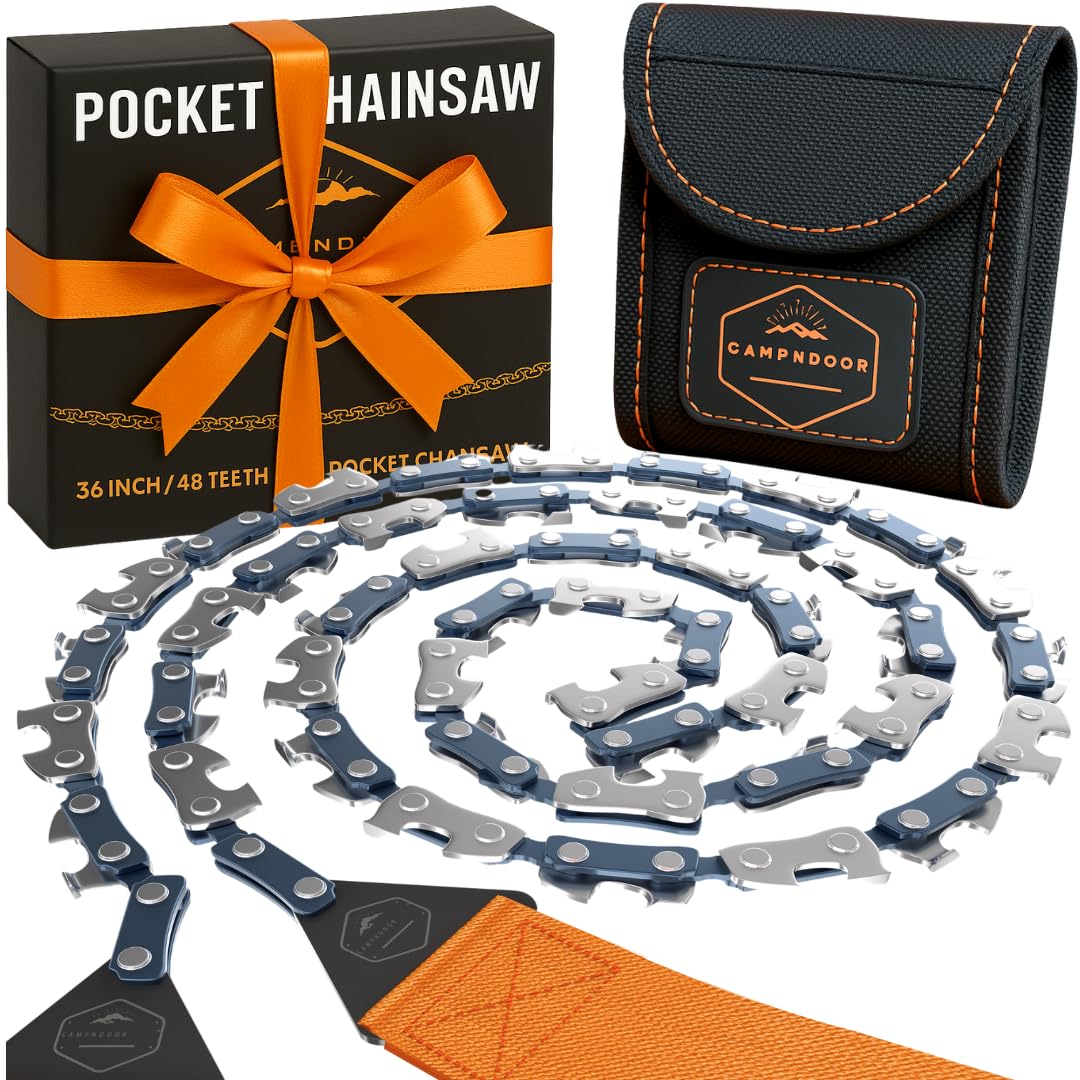Pocket Chainsaw Survival Gear - Hand Chain Saw for Camping, Hiking & Backpacking - Manual Wire Saw for Trees - Portable Survival Equipment - Bushcraft Gear & Prepper Supplies