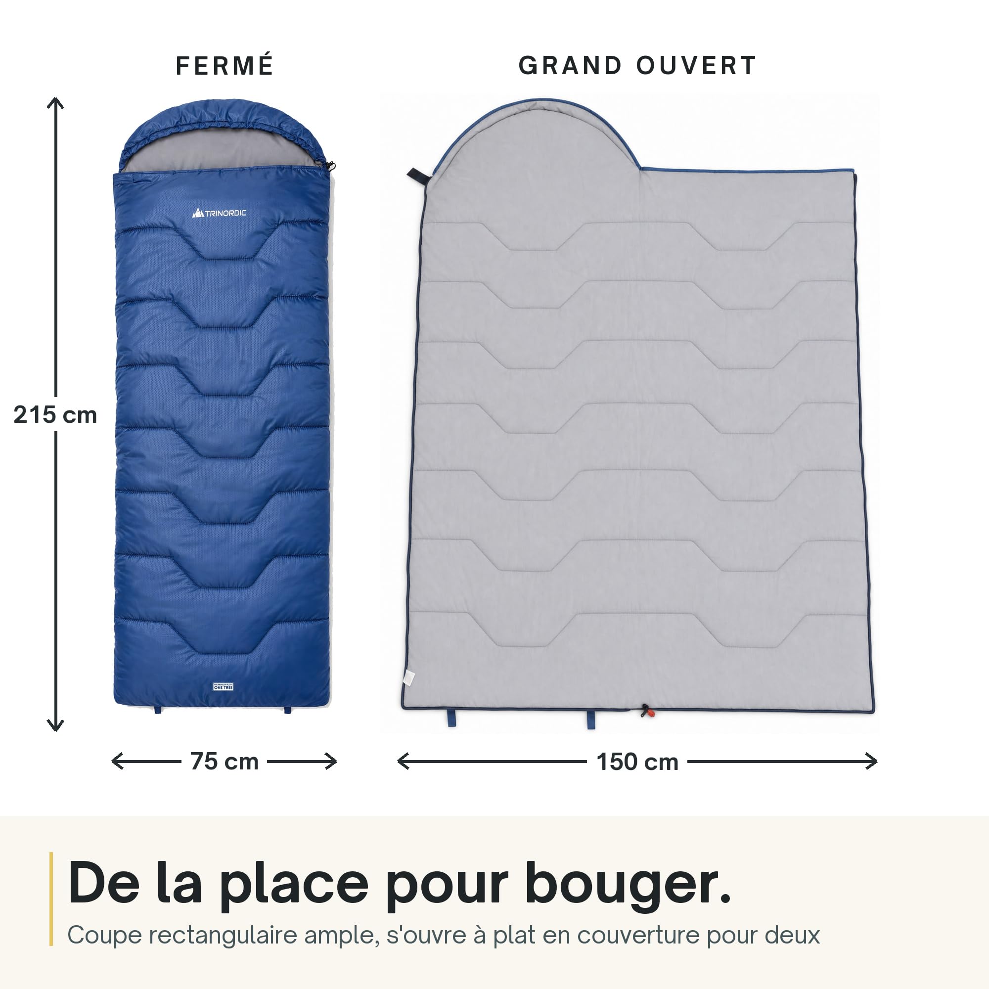 Trinordic Sac de Couchage Rectangulaire – 3 Saisons, pour Adultes