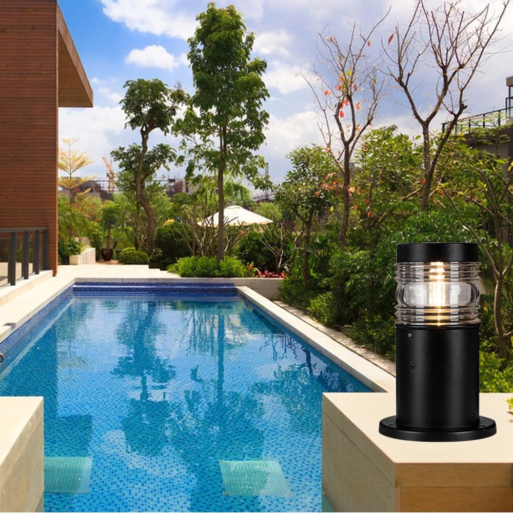 Mengjay Lámpara de Pilar Exteriores Moderno,IP23 Impermeable Luces de jardín Lámpara de poste Exterior,LED Faros de Columna Farola Jardín E27 Lámpara de exterior para Villa Balcón Terraza (D)