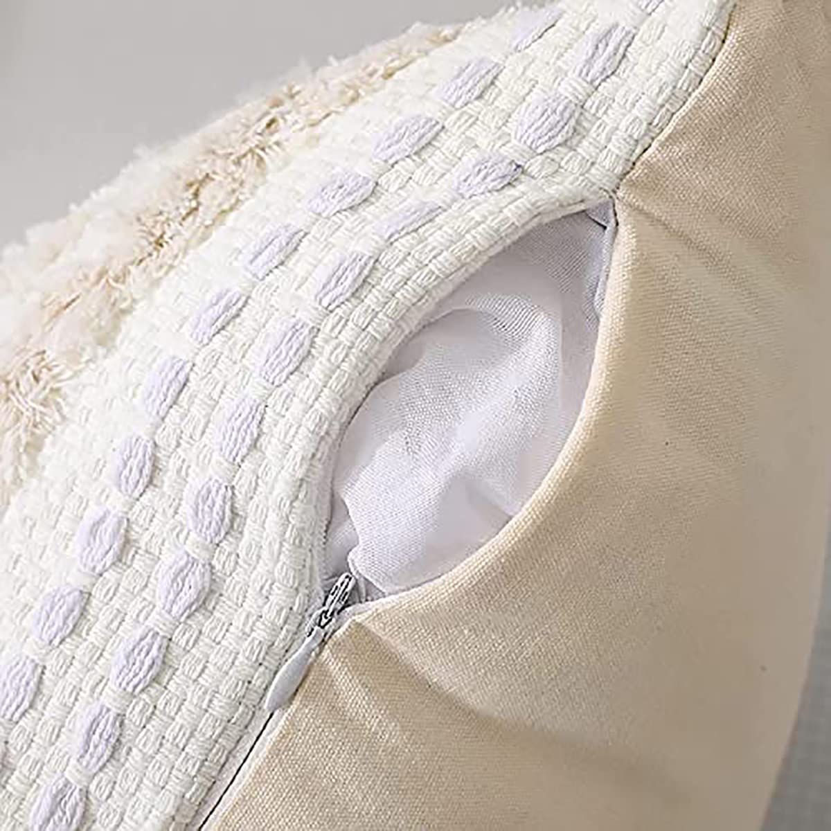 MOCOFO 2er-Set Böhmische Kissenbezüge – 45x45 Cm, Mit Quasten, Verstecktem Reißverschluss, Baumwollmischung