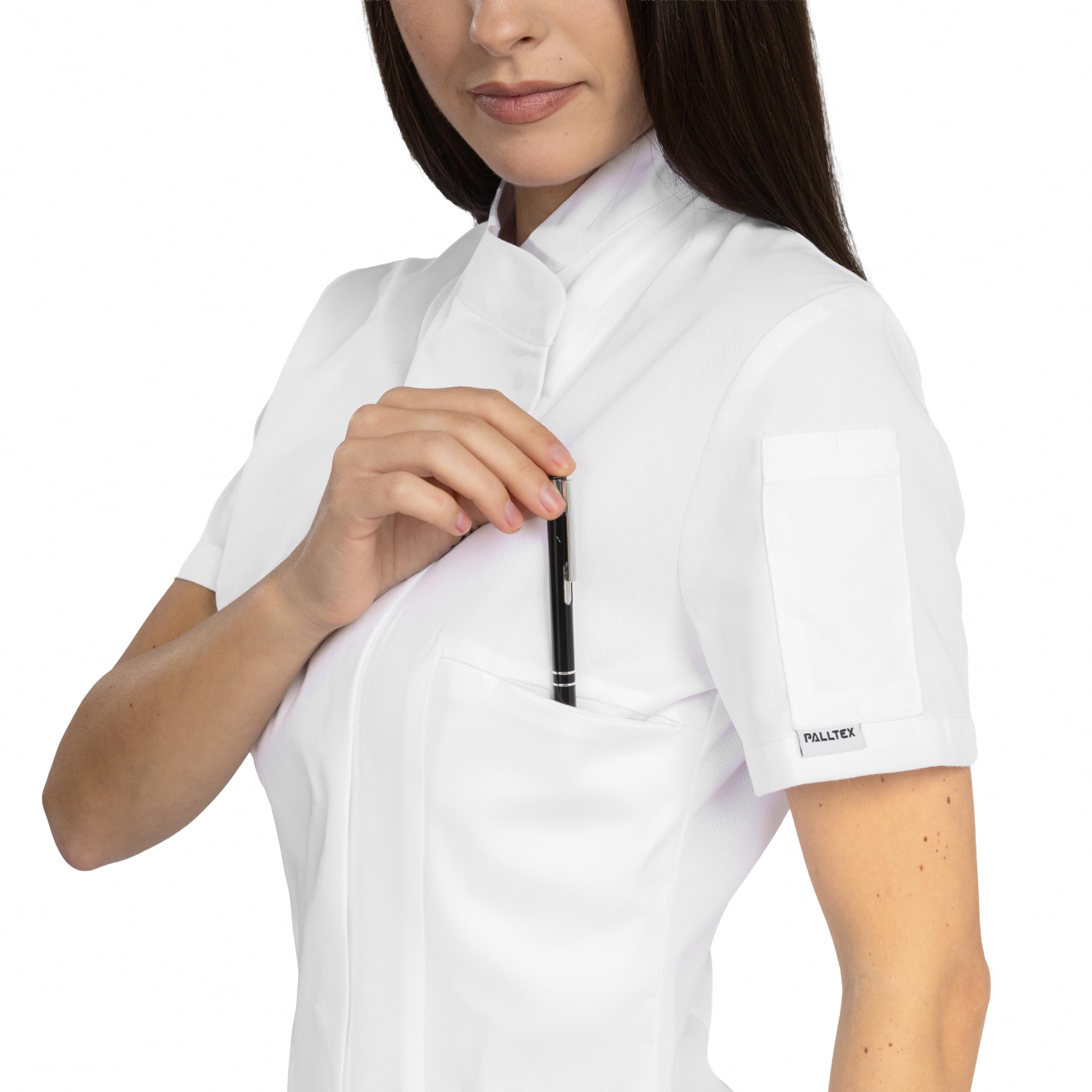 PALLTEX Nori Lady Chaqueta de Cocinero Mujer Manga Corta Uniforme Chef
