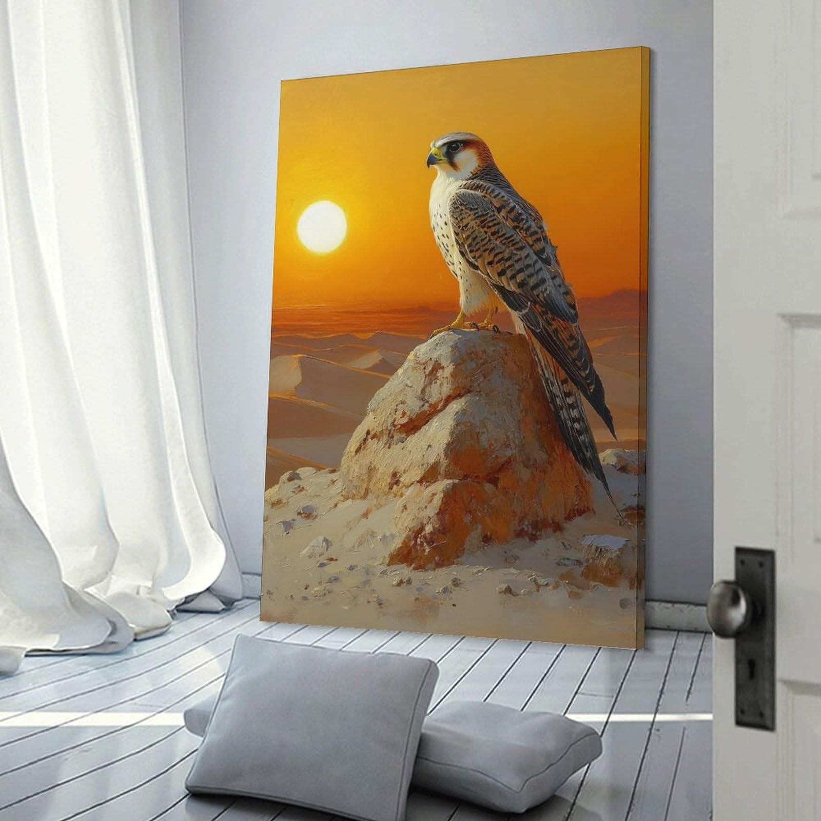 Junmoney Frame-Style-20 Falcon At Sunset Canvas Wall Art 20X30inch(50X75cm), For Office Decor, Home Working Or Creative Rooms, Wall Art That Adds Style To Work Areas