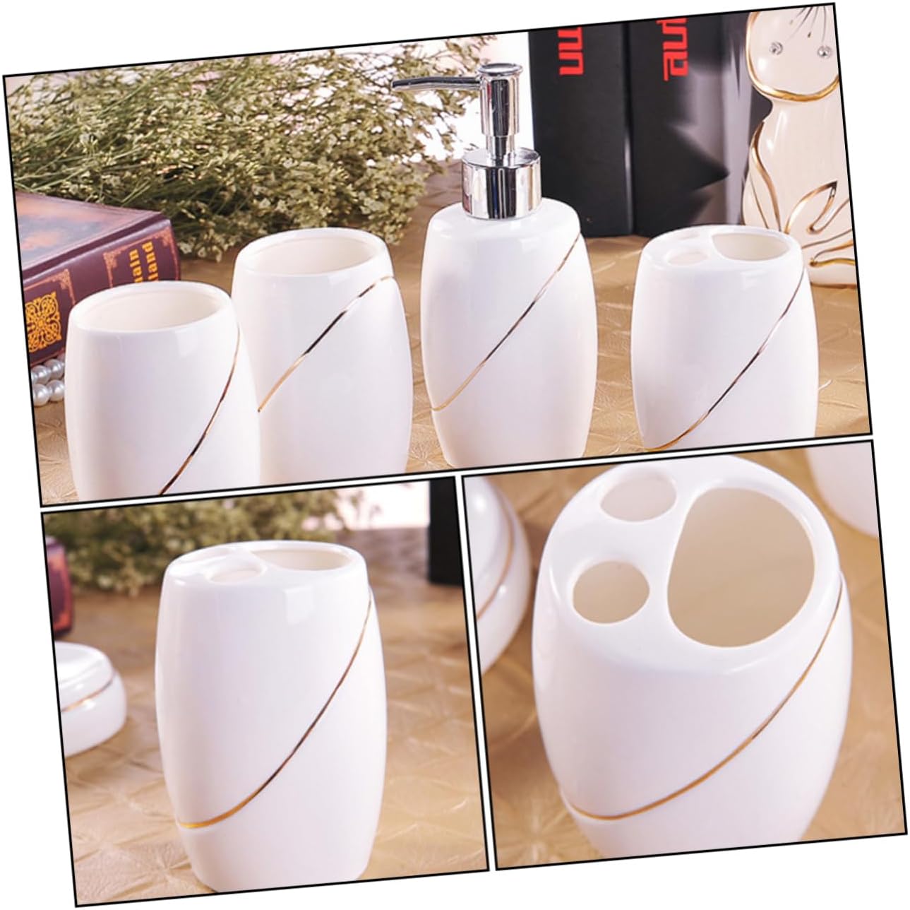 5pcs Hotel Home Toothbrush Cup Soap Dispenser Set Lotion Box Tumbler Soap Tray