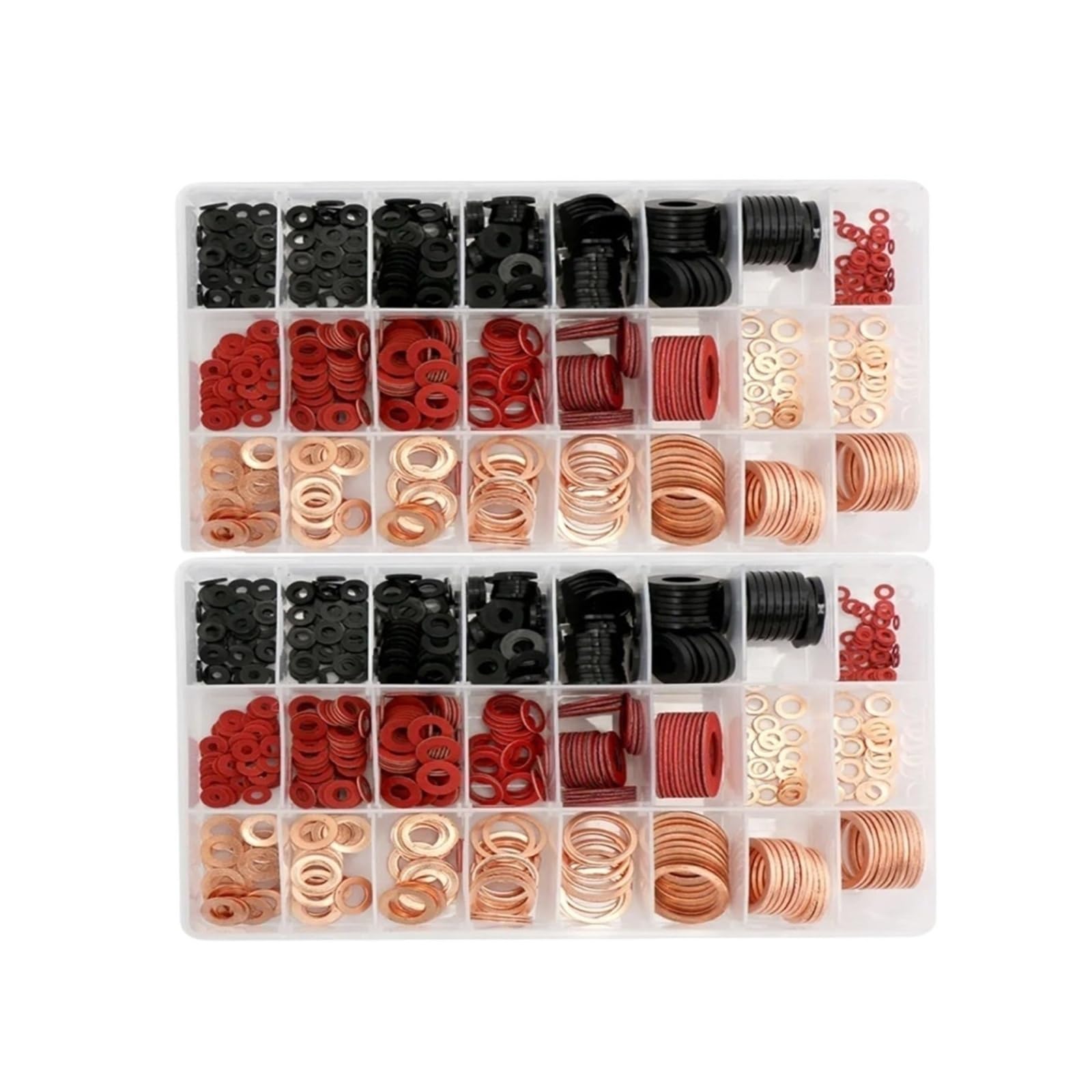 680PCS Rondelle di Rame Kit Guarnizioni in Fibra di Carta Nylon Rosso M4/M5/M6/M8/M10/M14/M16 M18 M20 M222Per Rondella Tappi Coppa
