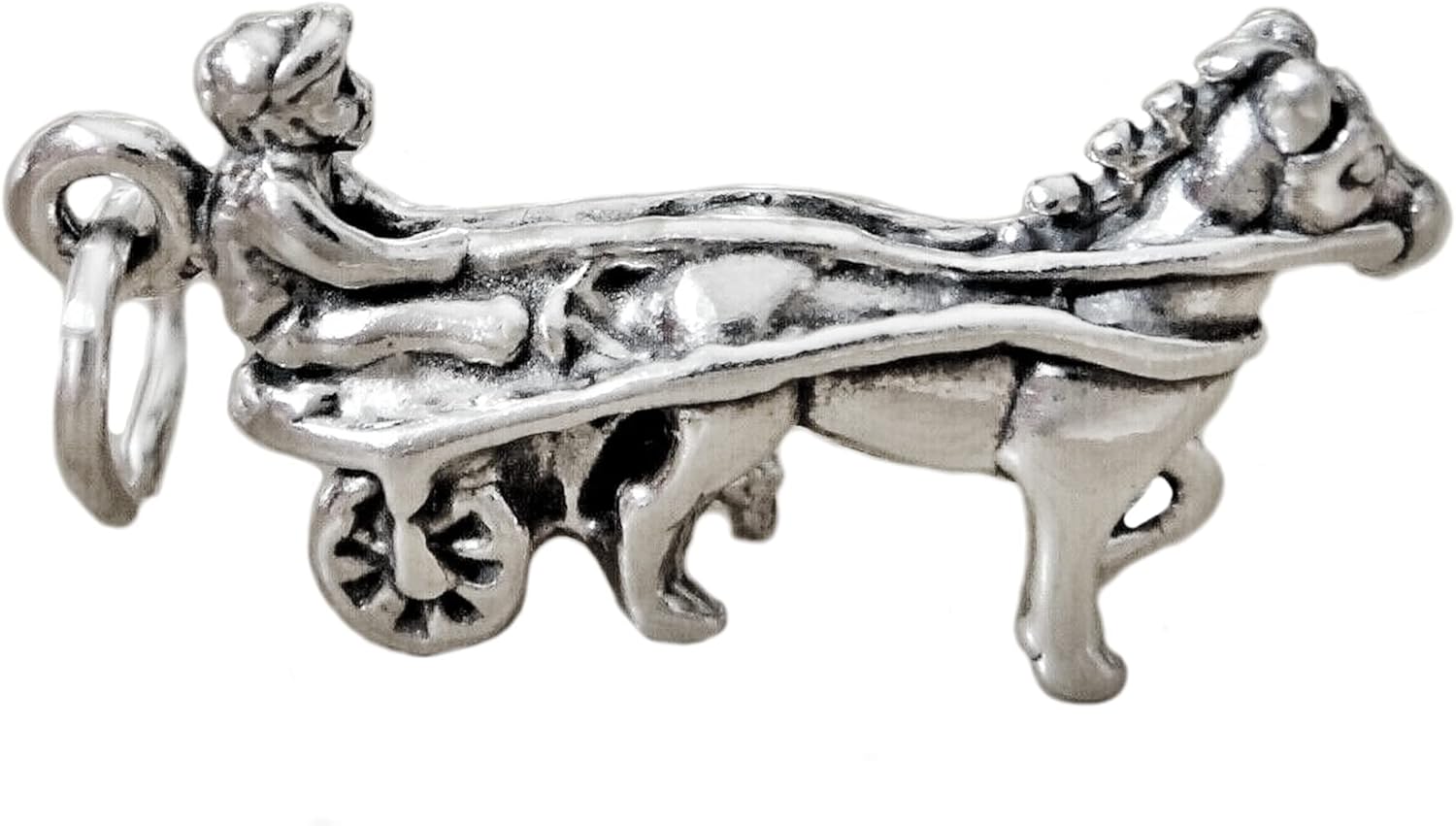 Harness Horse Racer Sulky Driver 3D 925 Solid Sterling Silver Charm Pendant Bracelet Jewelry Making Supply