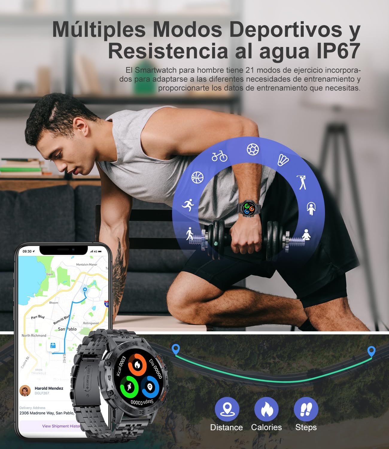 Smartwatch Uomo Chiamata Bluetooth con Effettua/Risposta Chiamate, 1,39" Orologio Smartwatch Militare con 2 Cinturini, 123 Modalità Sportive, Smartwatch con SpO2/Cardiofrequenzimetro per Android iOS