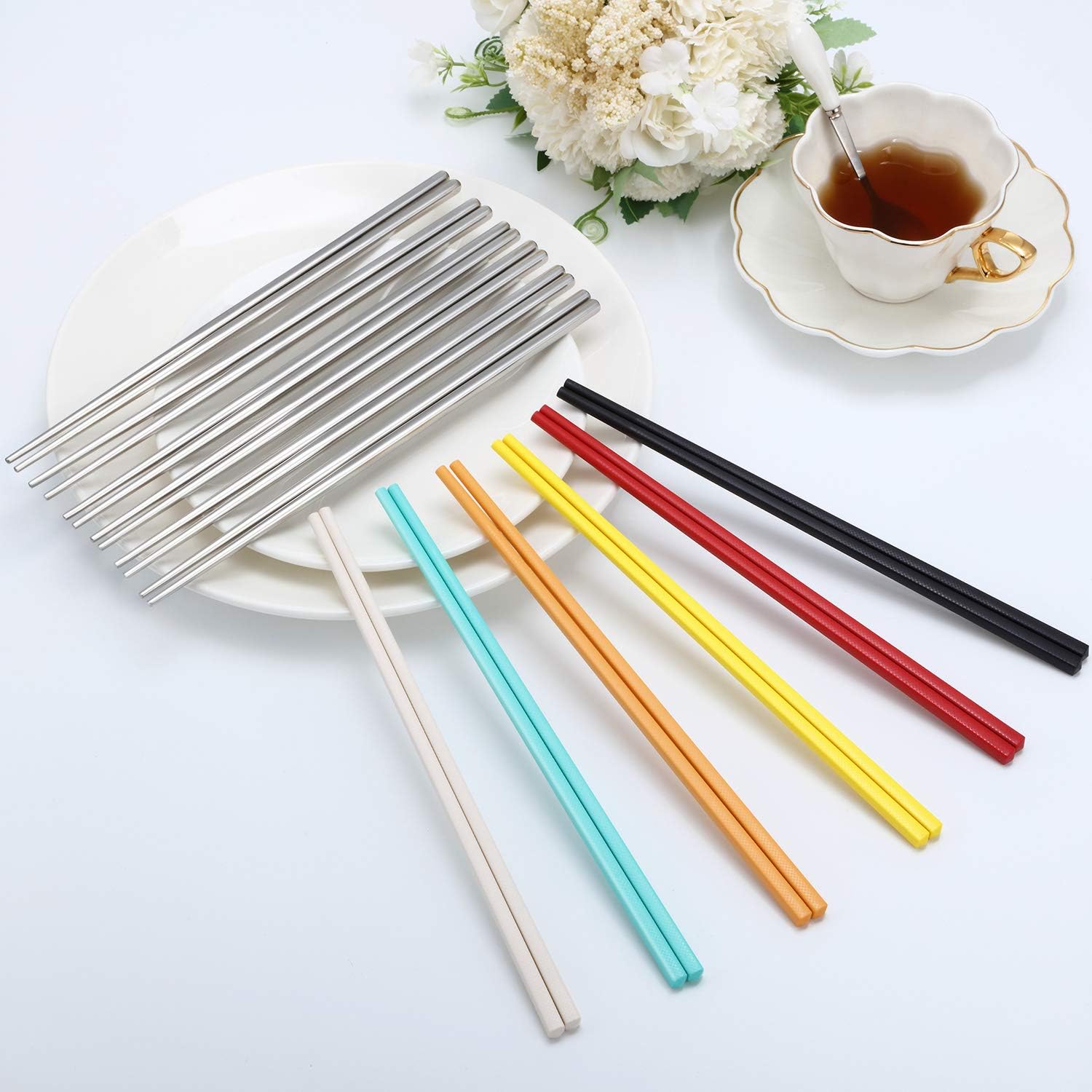 🛒 Flаѕh Sаlе 12 Pairs Reusable Dishwasher Safe Chopsticks,6 Pairs Stainless Steel Chopsticks Silver Metal Chopsticks and 6 Pairs Multicolor Fiberglass Chopsticks Gift Set 🔥 Hоt Dеаlѕ 12 Pairs Reusable Dishwasher Safe Chopsticks,6 Pairs Stainless Steel Chopsticks Silver Metal Chopsticks and 6 Pairs Multicolor Fiberglass Chopsticks Gift Set