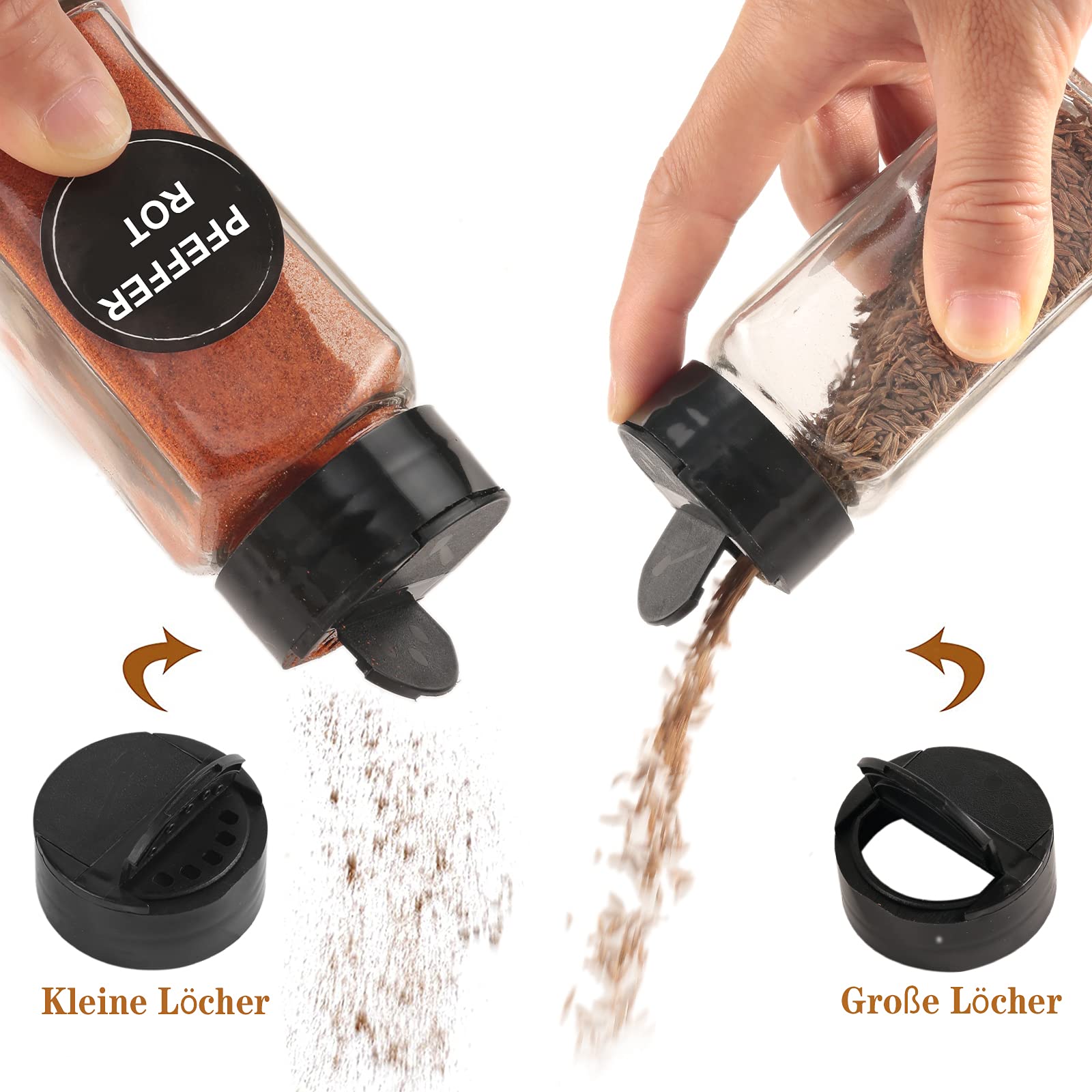 Set 24 Barattoli Spezie Con Coperchio Legno - 120 Ml + 240 Etichette Impermeabili - Foto 9