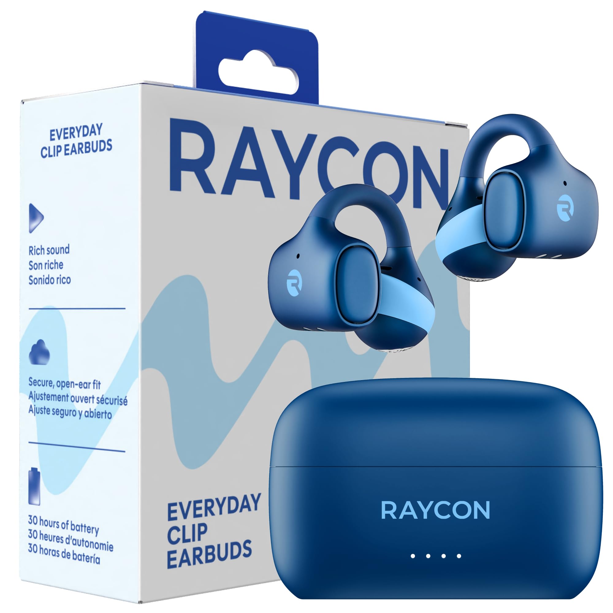Raycon Everyday Clip On Earbuds, Open Ear & Water Resistant, 30Hr (Blue) | Nickel-titaniu…