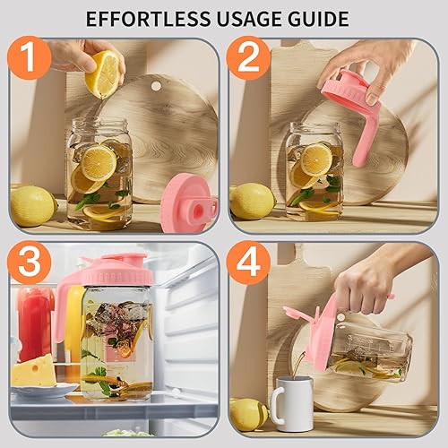 Miniatura 21 de Jarra de vidrio Mason Jar - Jarra de leche materna de 32 onzas con tapa de boquilla para vertido, sellado hermético, ideal para café frío, jugo