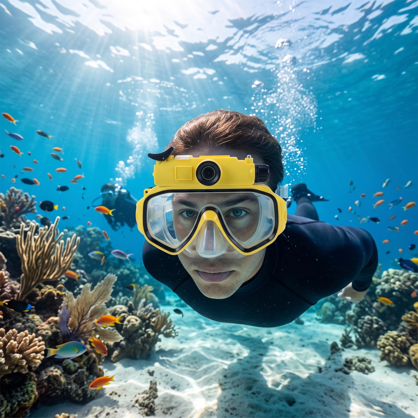 Occhialini da Nuoto Subacquei con Videocamera 2K, Profondità fino a 15m