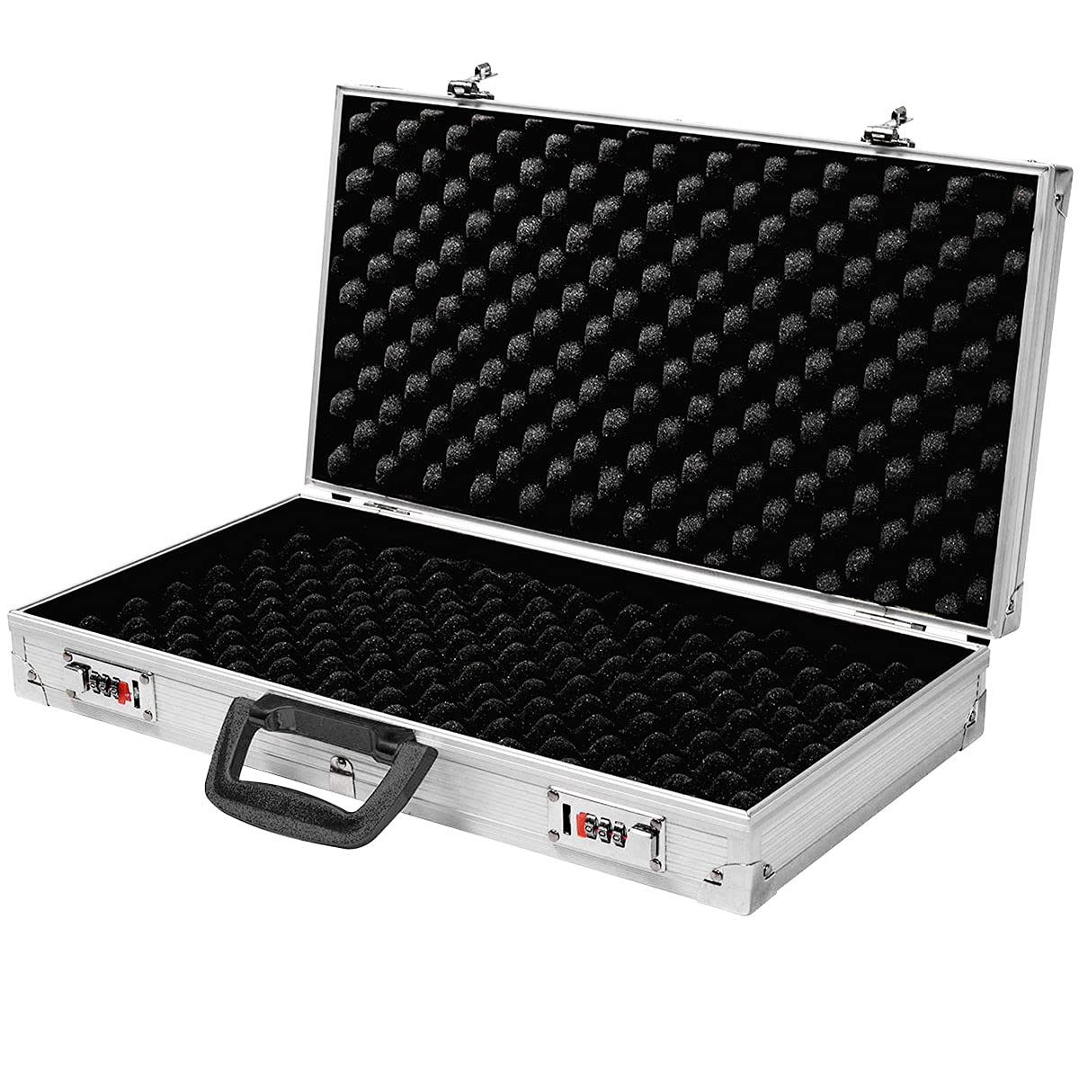 COSTWAY Custodia Dura in Alluminio per Armi, Valigetta per Pistole e Fucili con Serratura, 47 x 25 x 8,3 cm