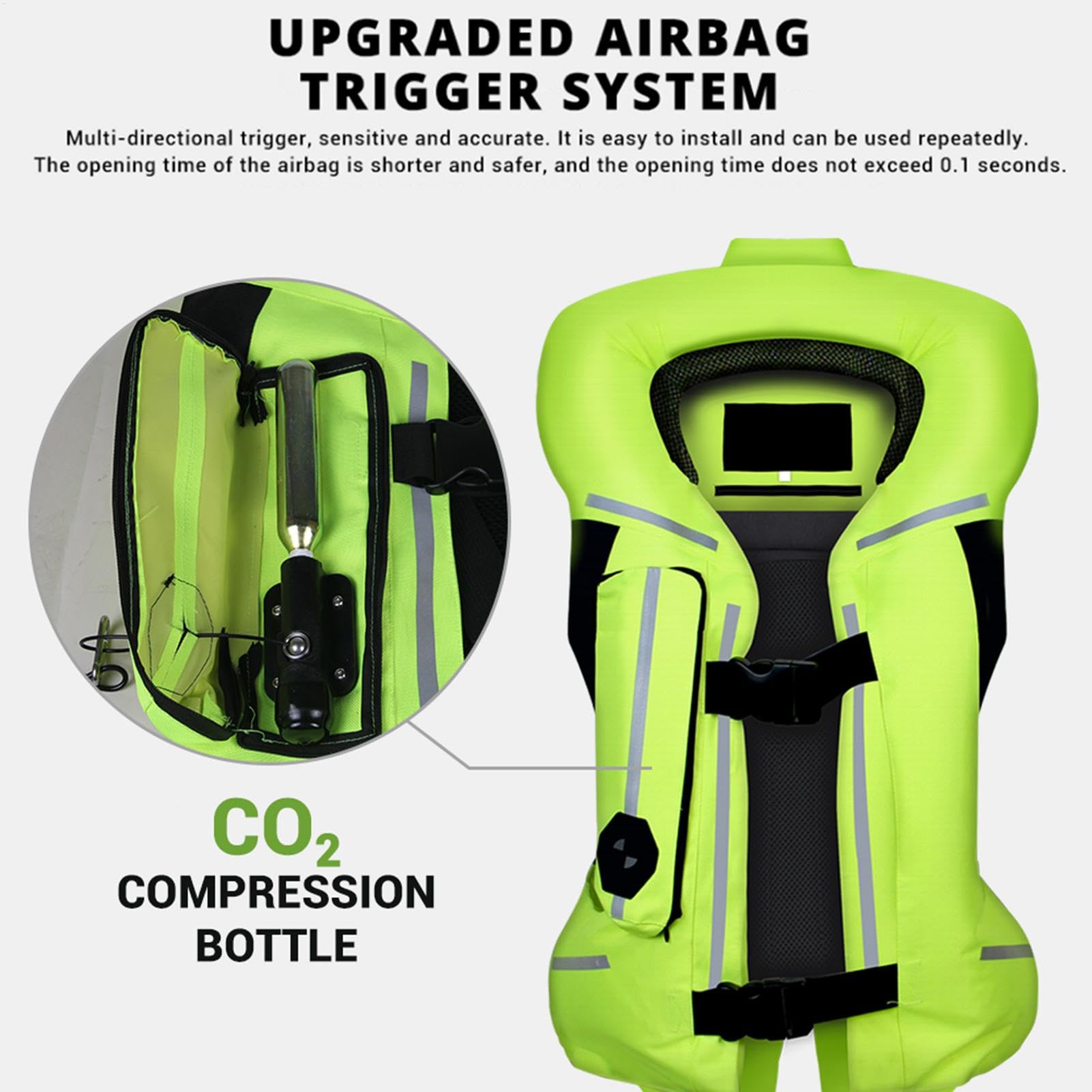 Chaleco de bolsa de aire para motocicleta, chaleco protector ligero con tira reflectante, chaqueta de equitación inflable profesional