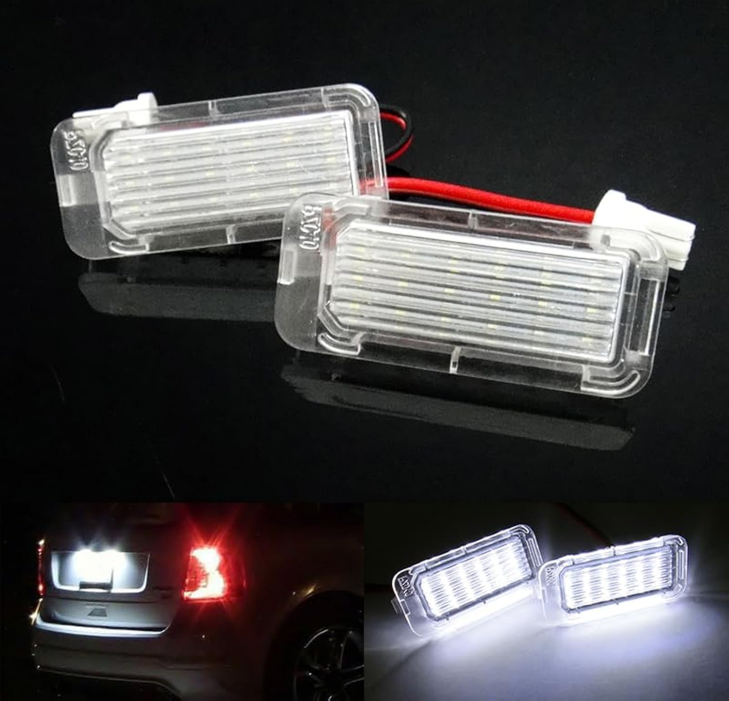 2x LED License Plate Light Tag Lamp Assembly White Compatible with Ford C-Max EcoSport Edge Escape Expedition Explorer Fiesta Fusion Ranger Transit