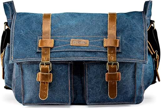 Amazon.com: Messenger Bag for 17 Inch Laptop Vintage Canvas