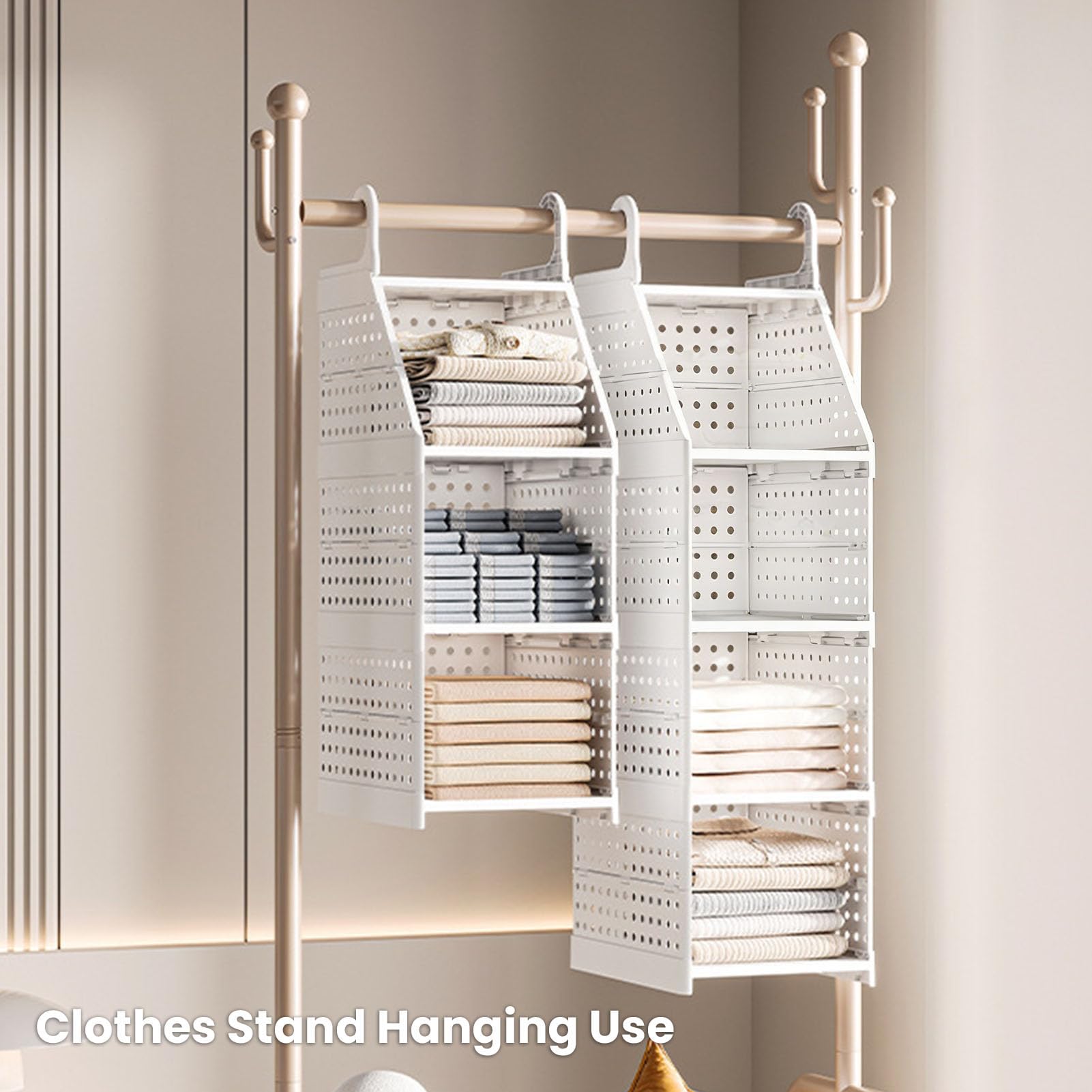 Organizador colgante para armario, cesta de almacenamiento plegable de gran capacidad para dormitorio, lavandería, dormitorio (4 Layers)