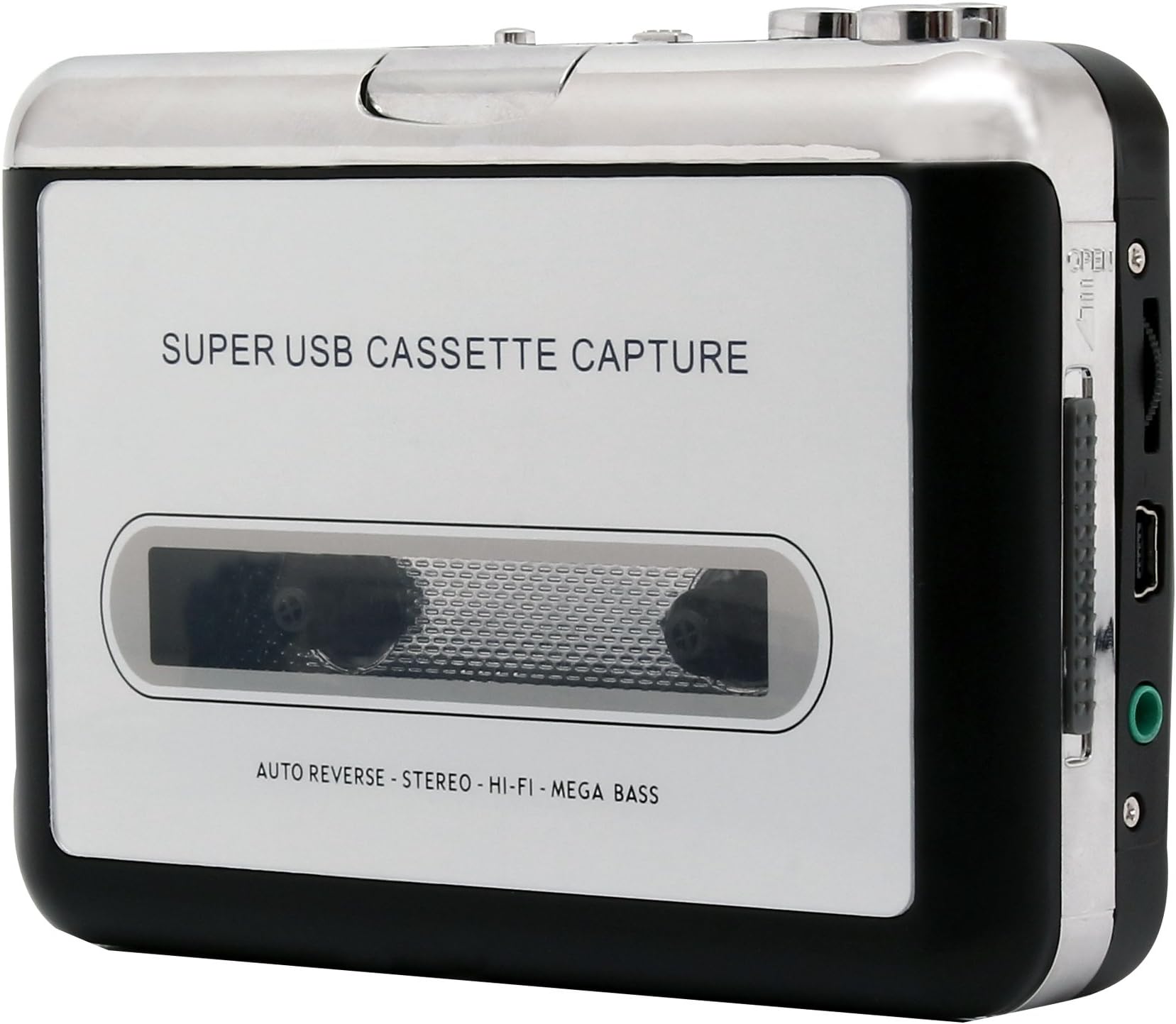 Portable Cassette Recorder to USB MP3 Converter Tape-to-MP3 Player Converter -Tape Player--No Drivers Needed-Adding Headphones Color Grey