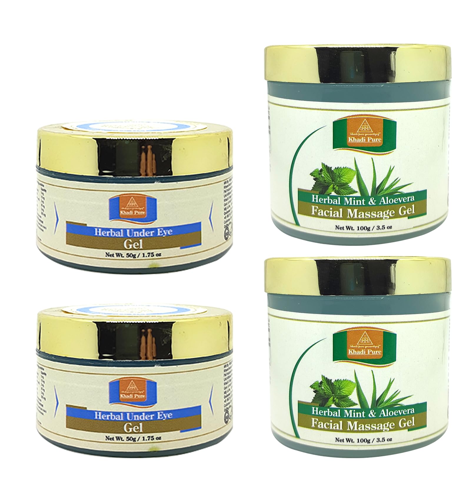 Khadi Pure Herbal Mint & Aloevera & Under Eye gel Pack of 4 (300g)-image-44