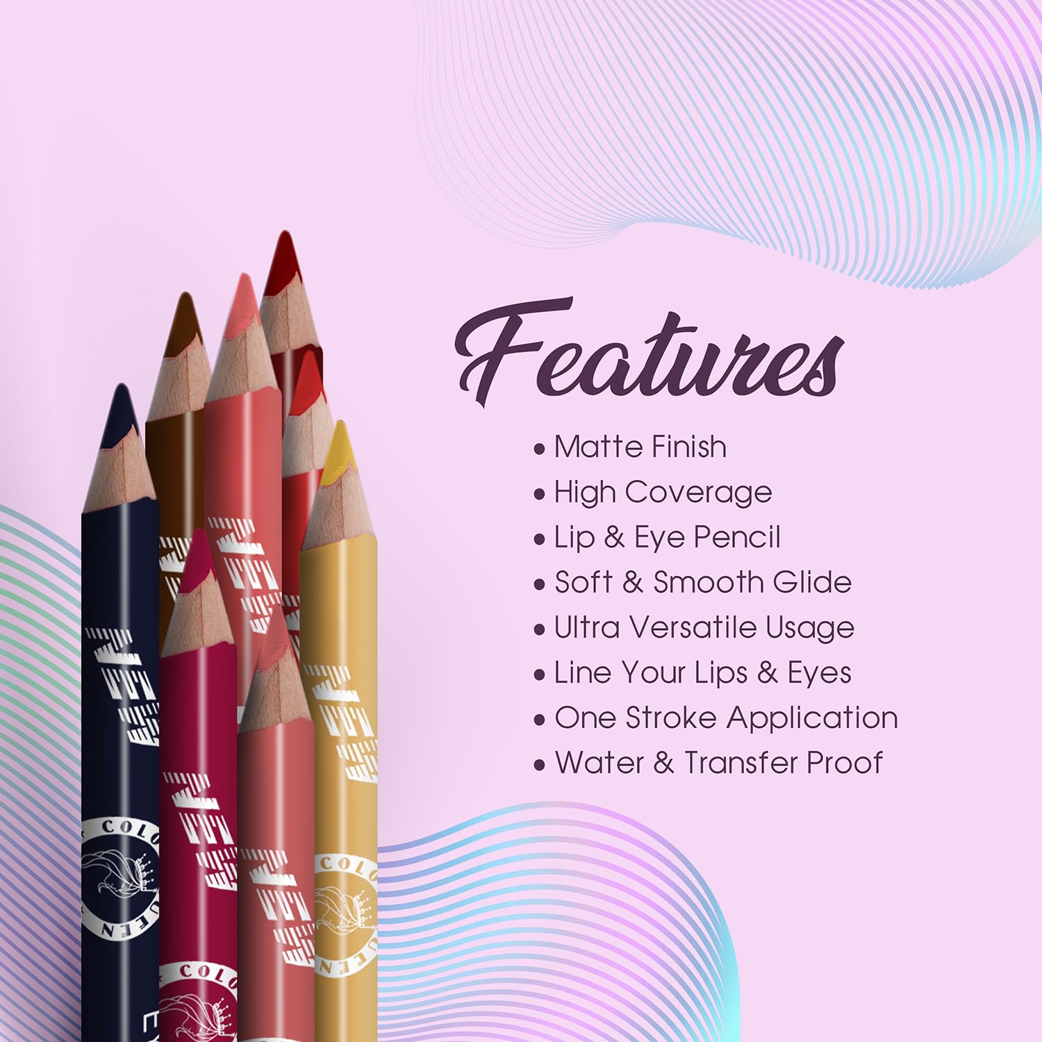 Colors Queen Eye & Lip Liner Pencil with Sharpener | Long Lasting & Smudge Proof Lip Liner | Matte Finish, Rich Color Payoff Sharpenable Pencil (Matt Purple) - Image 3 thumbnail