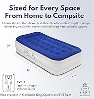 Vista 2 de King Koil Colchón de Aire Individual de Lujo con Almohada Integrada en la Parte Superior y Bomba Patentada de Alta Velocidad Integrada – Colchón