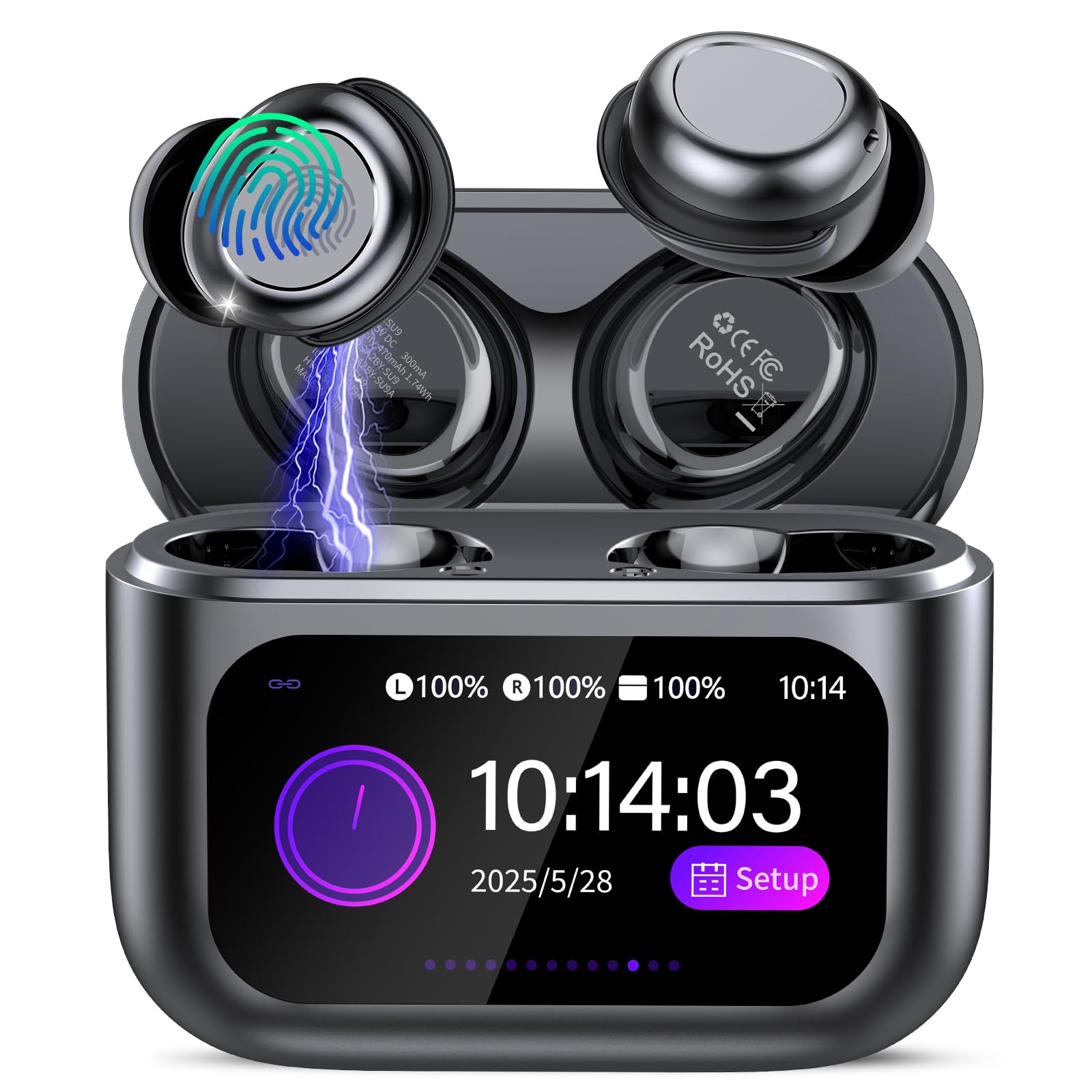 ZYHKON Wireless Earbuds Bluetooth 5.4 in Ear Touch Screen Sleep Earbuds, Small Design Mini Sleep Headphones for Side Sleepers with Sleep Mode, 48H Playtime Earphones Clear Calls, 5 EQ Modes, Black