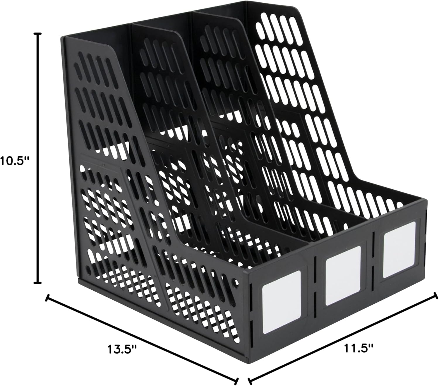 Advantus 3-Compartment Magazine and Literature File, Black (34091)