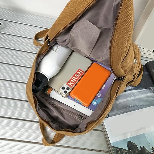 Miniatura 5 de Mochila de lona estética para laptop, mochila verde vintage para mujeres y hombres, mochila de viaje ligera, A01-verde, Mochilas Daypack