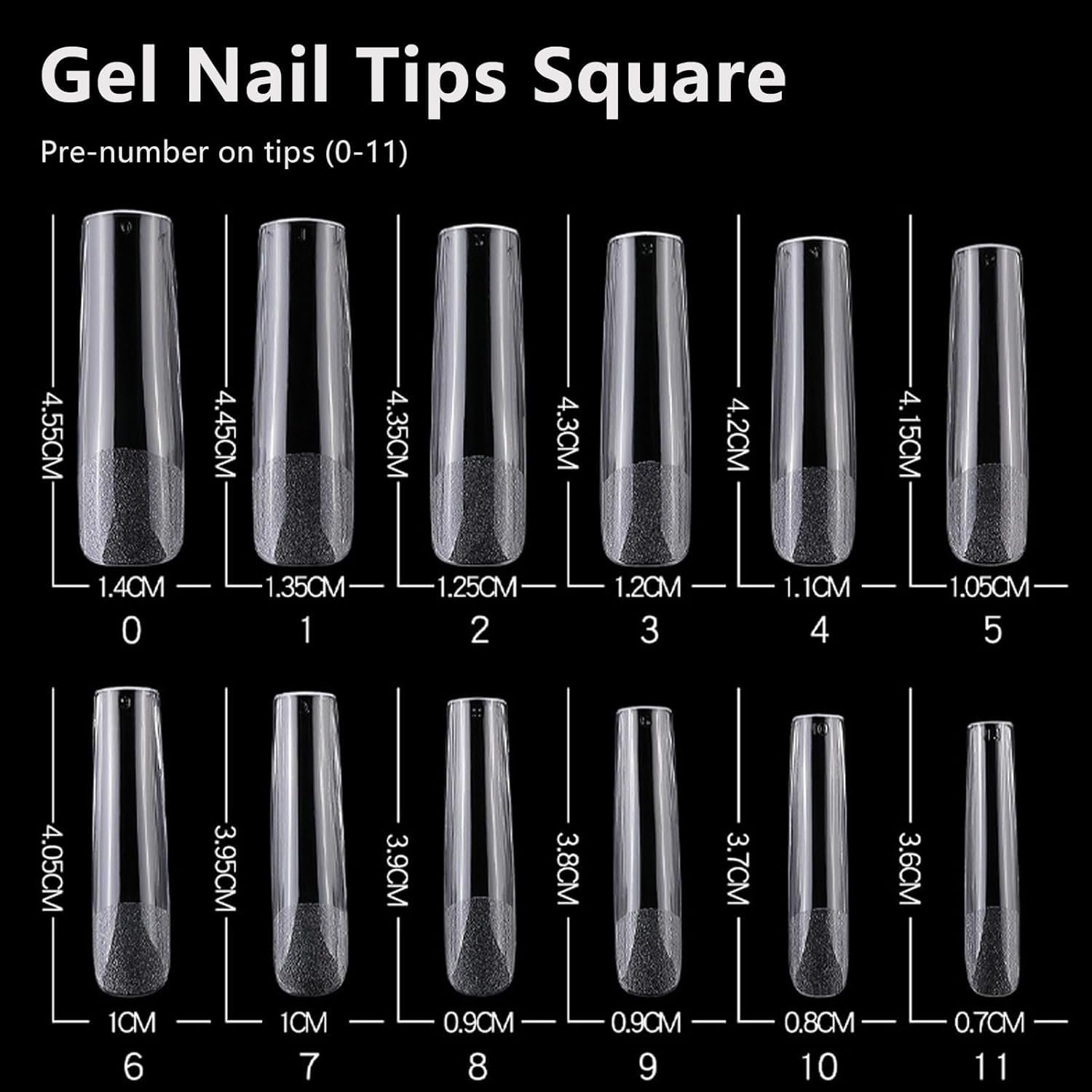 Gel Nail Tips, 240pcs Square False Nails for Gel Extensions & Acrylic Nails, 12 Full Cover Sizes, Clear Nails for Salon DIY Nail Art - Image 2