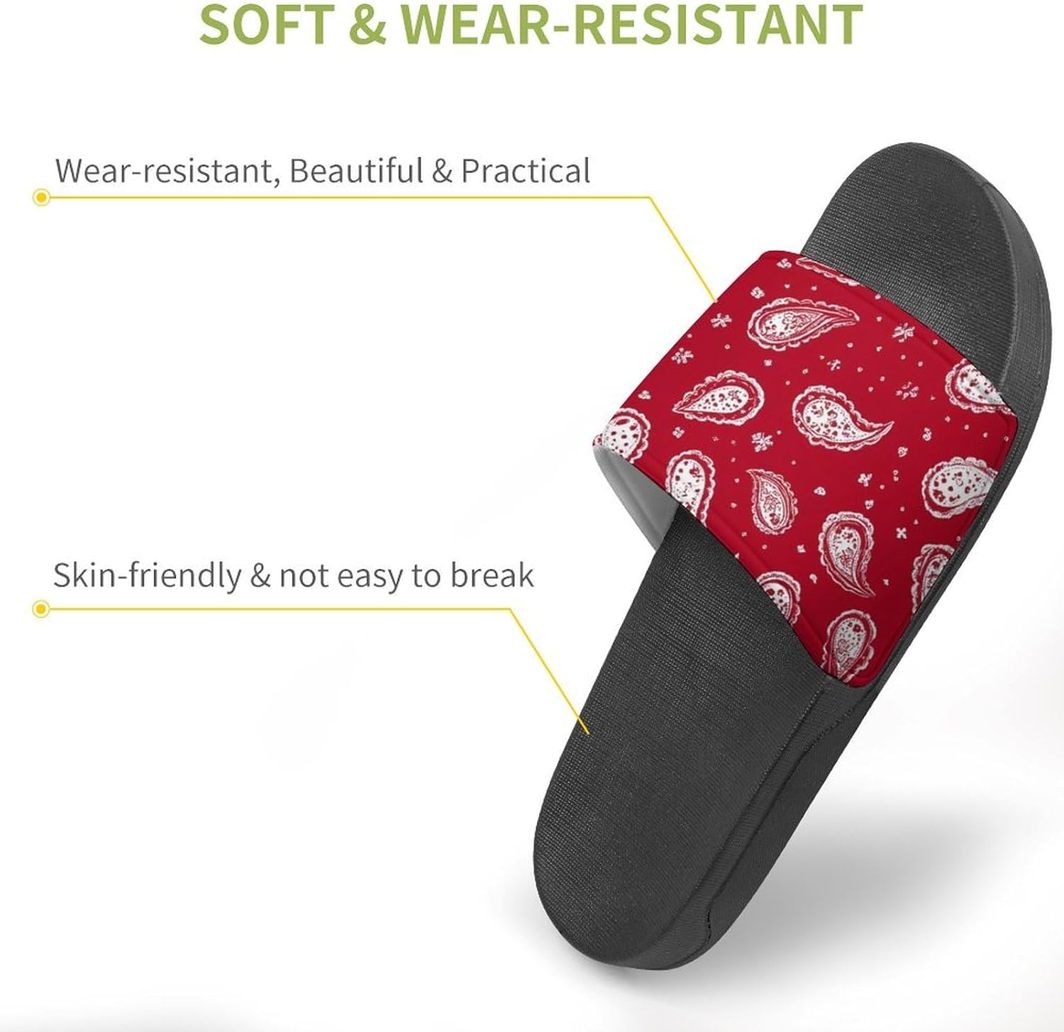 Red Bandana Paisley Summer Slide Sandals Shower Slipper Open Toe House Shoes for Men Women