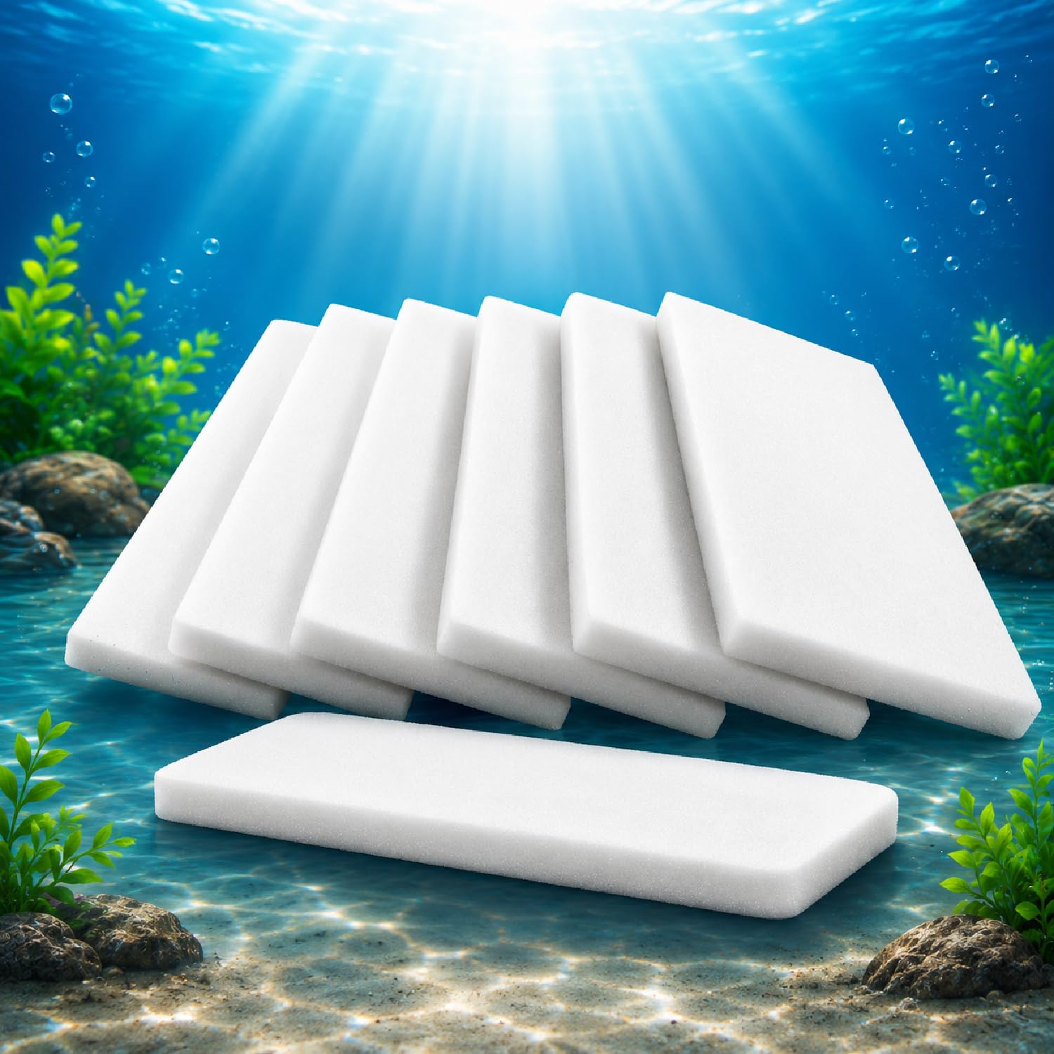 DESPACITO 6pcs Fish Tank Filter Sponge Aquarium Filter Sponge Pad Cotton for Fish Tank Washable & Reusable Biochemical Sponge for Aquarium Filters Media Accessories Filtration Foam 38x12x2cm Thickness-image-13