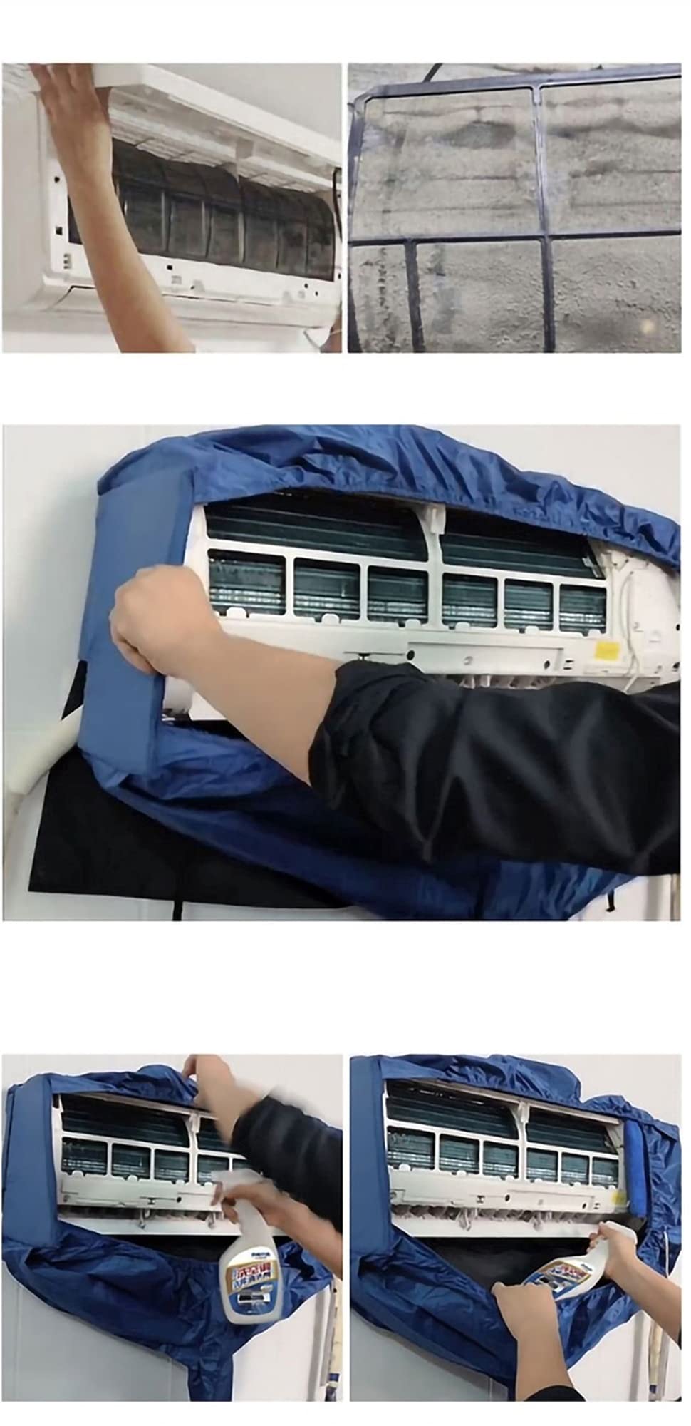 Funda de Limpieza para Aire Acondicionado Funda de Limpieza para Aire acondicionpara Limpieza de Aire Acondicionado, Bolsa de protección para Limpieza y Lavado a Prueba de Polvo, 12 Unidades