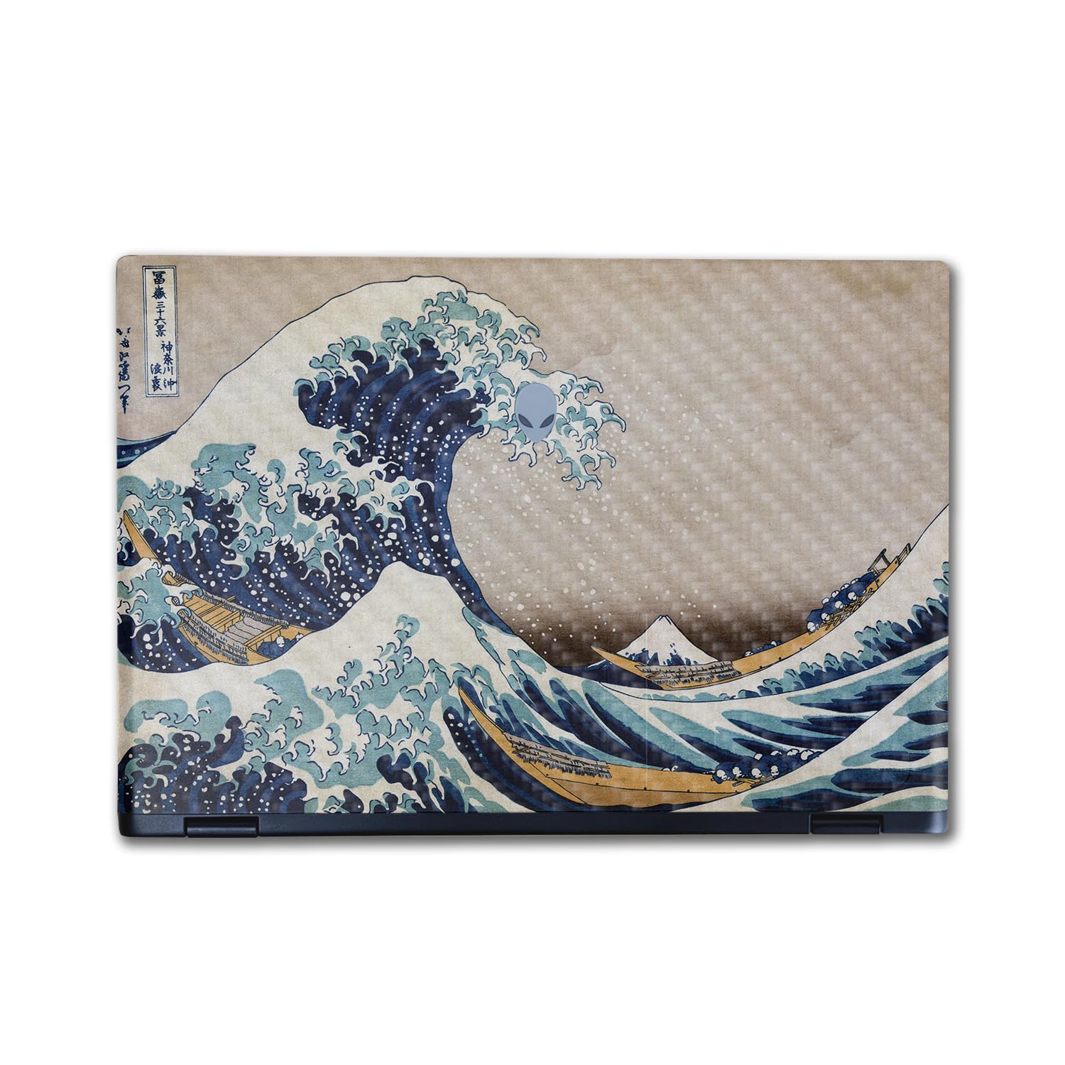 Carbon Fiber Laptop Skin Compatible with Alienware M16 R2 (2024) - Great Wave of Kanagawa - Premium 3M Vinyl Protective Wrap Decal Cover - Easy to Apply | Crafted in The USA by MightySkins