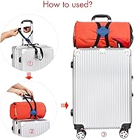 Vista 7 de Correas de equipaje, bolsa elástica para añadir una bolsa, maleta fácil de viajar, correa elástica (azul)
