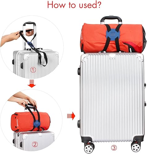 Miniatura 7 de Correas de equipaje, bolsa elástica para añadir una bolsa, maleta fácil de viajar, correa elástica (azul)