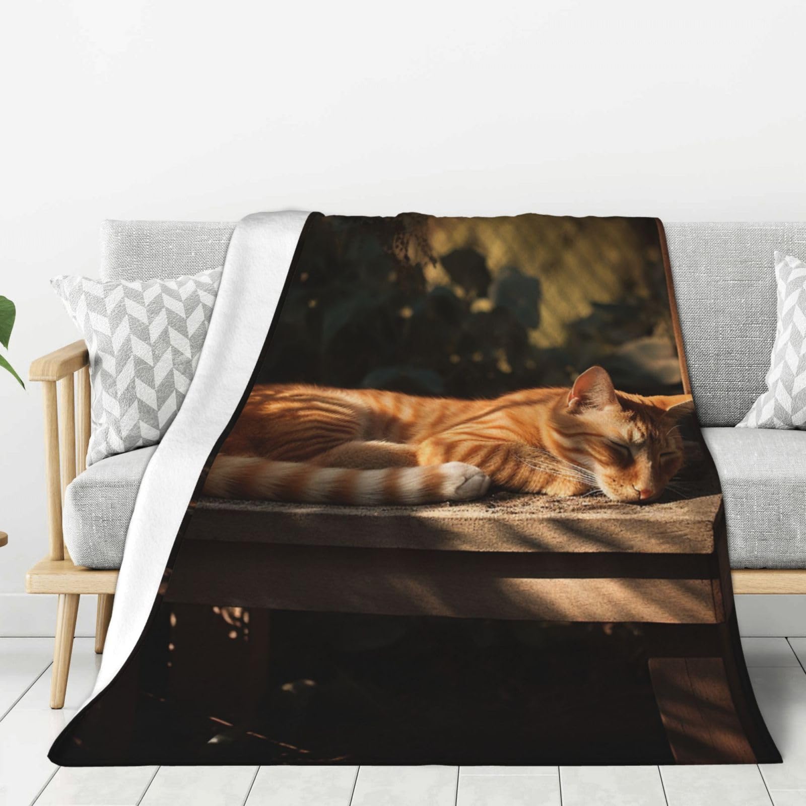 Couverture polaire en flanelle respirante et anti-boulochage orange