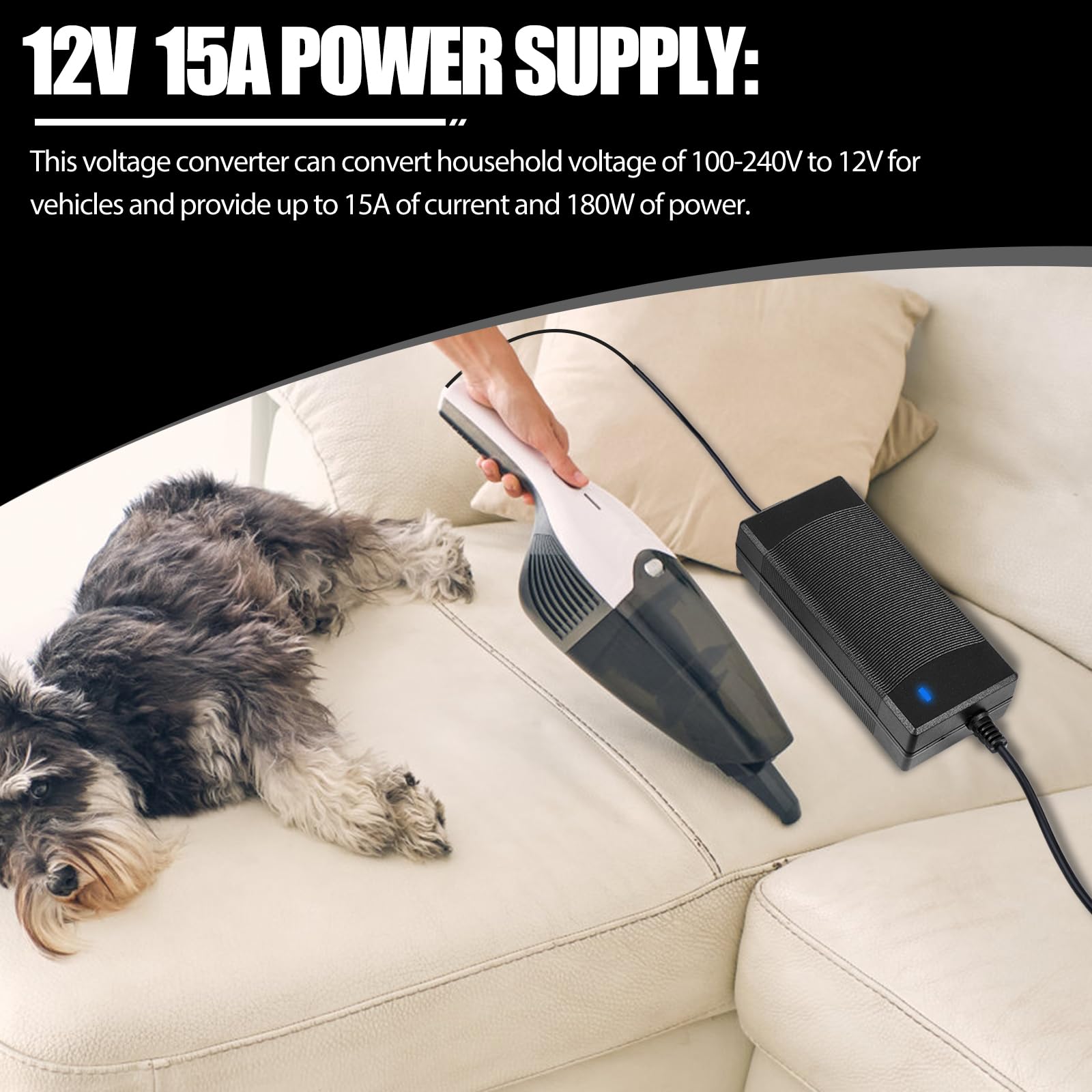 Trasformatore 230V a 12V 180W 15A Alimentatore Inverter 220V Presa Accendisigari Auto
