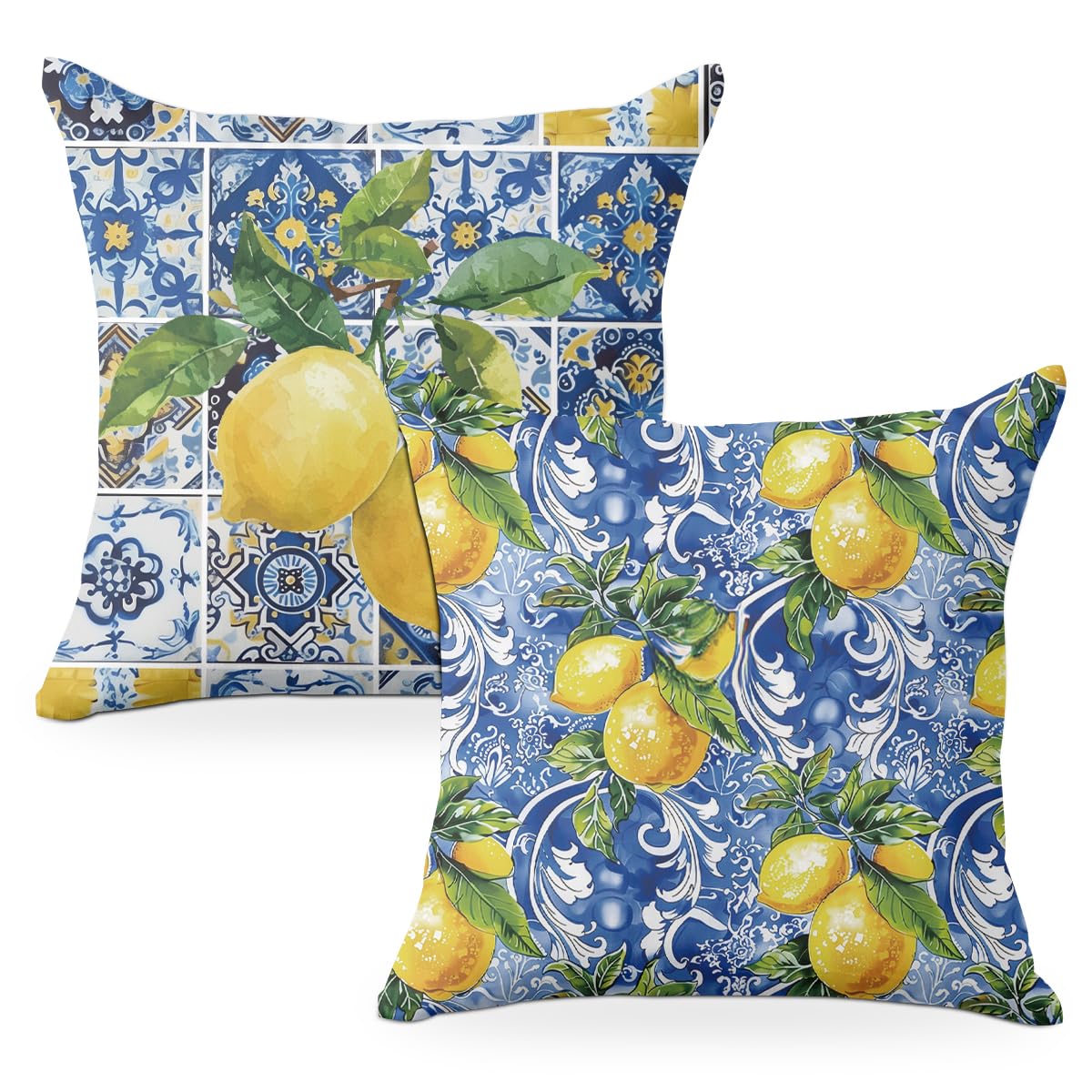 2 PCs Pillow Covers 18x18, Italy Lemon Throw Pillow Covers, Lemon Decor Italian Gifts Pillow Cases Decorative Pillow Protectors Living Room Bedroom