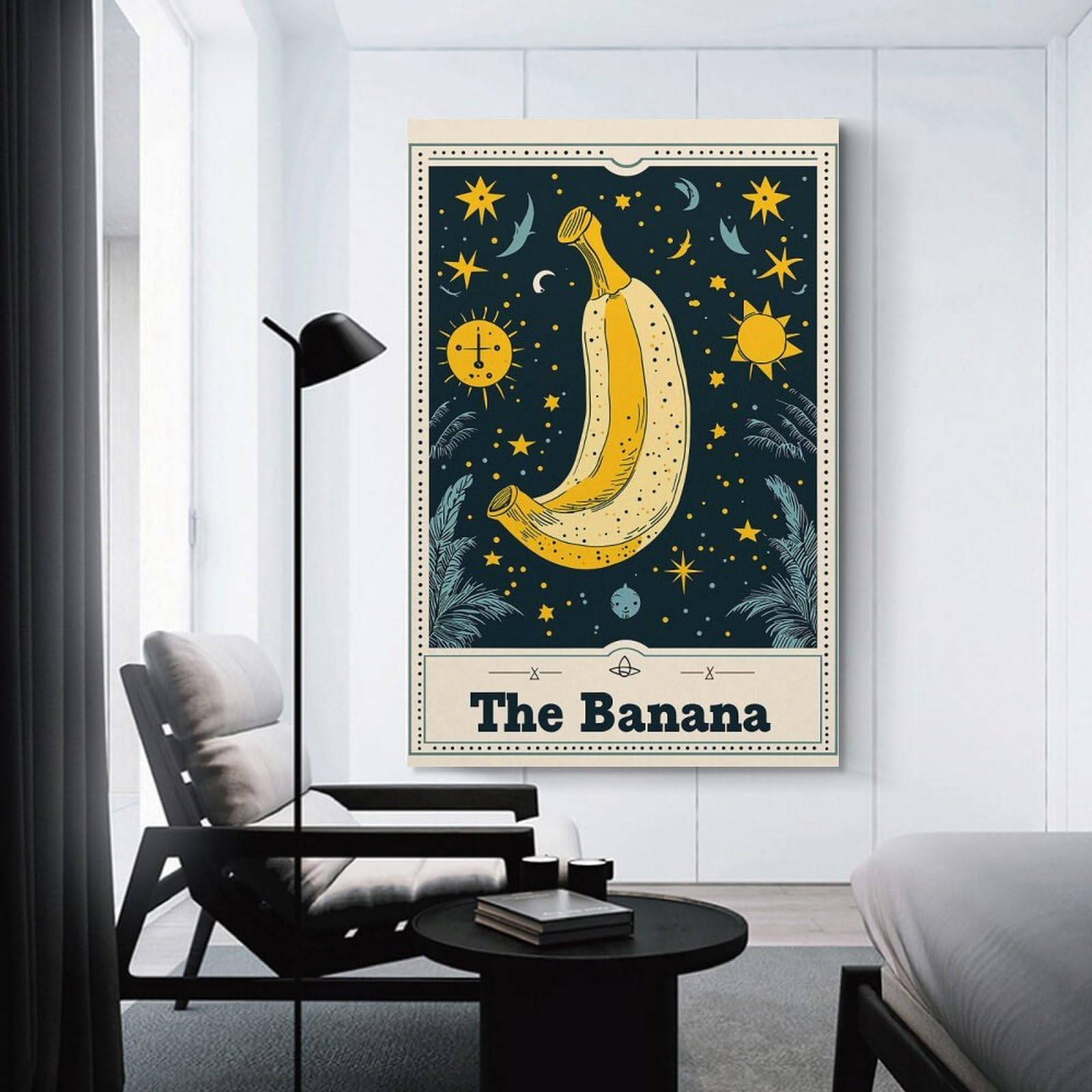 Junmoney The Banana Illustration Canvas Art Print 16x24inch(40x60cm), for New Homes, Bedrooms Or Workspaces, Gift Idea for Housewarming And Birthdays
