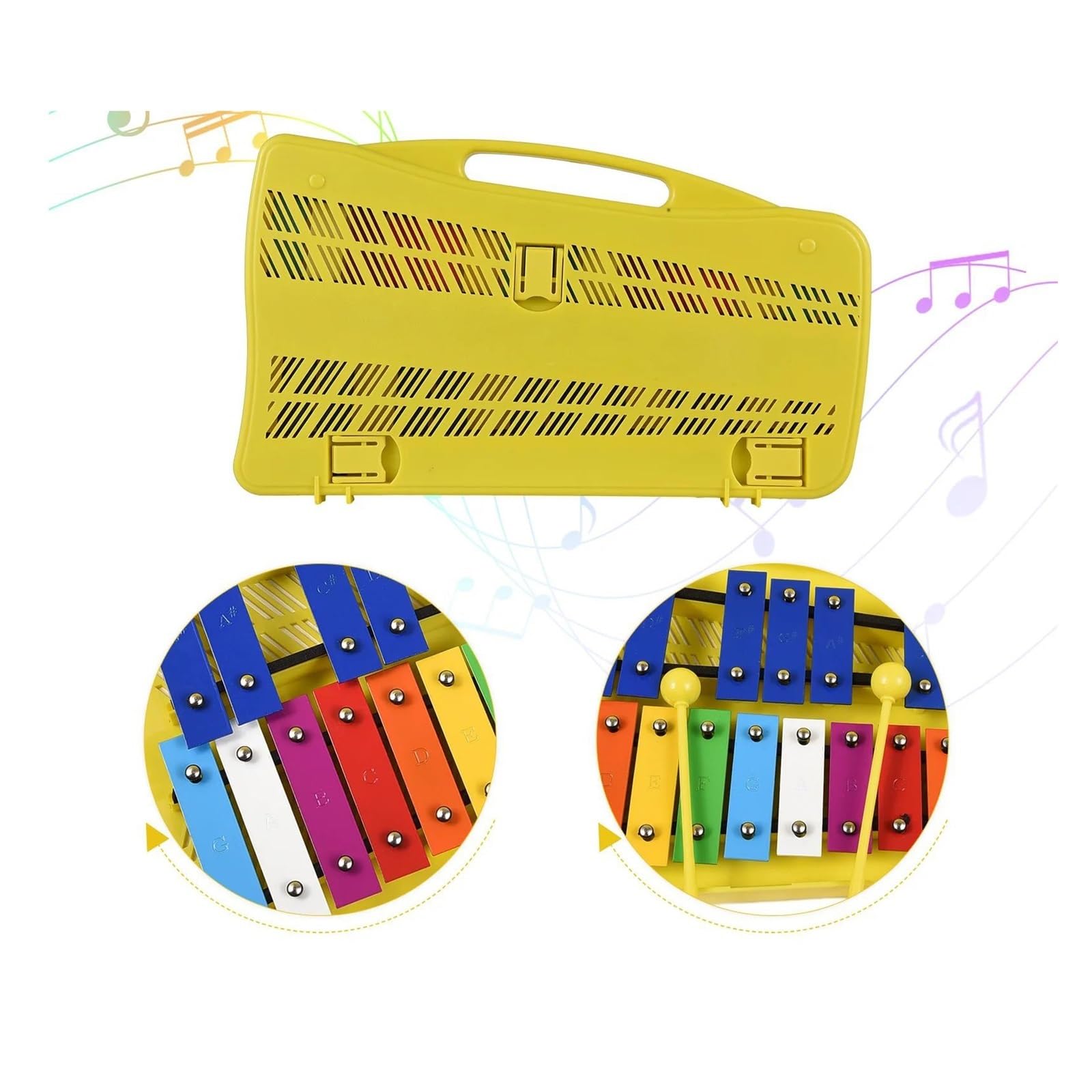Xylophone Xylophone Glockenspiel 25 Notes Touches Métalliques Colorées Instrument De Musique À Percussion Et Rythme Avec 2 Maillets Portables