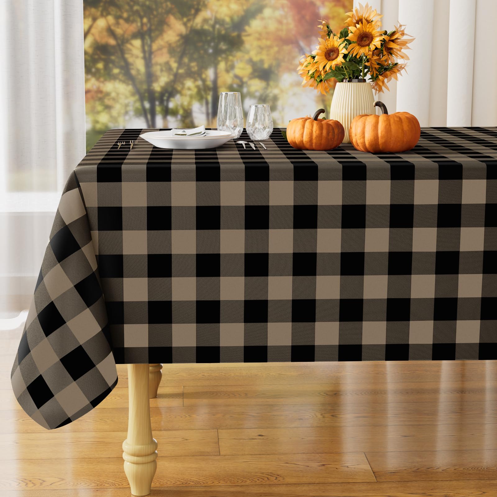 misaya Rectangular Waterproof Vinyl Table Cloth, Flannel Backed Tablecloth