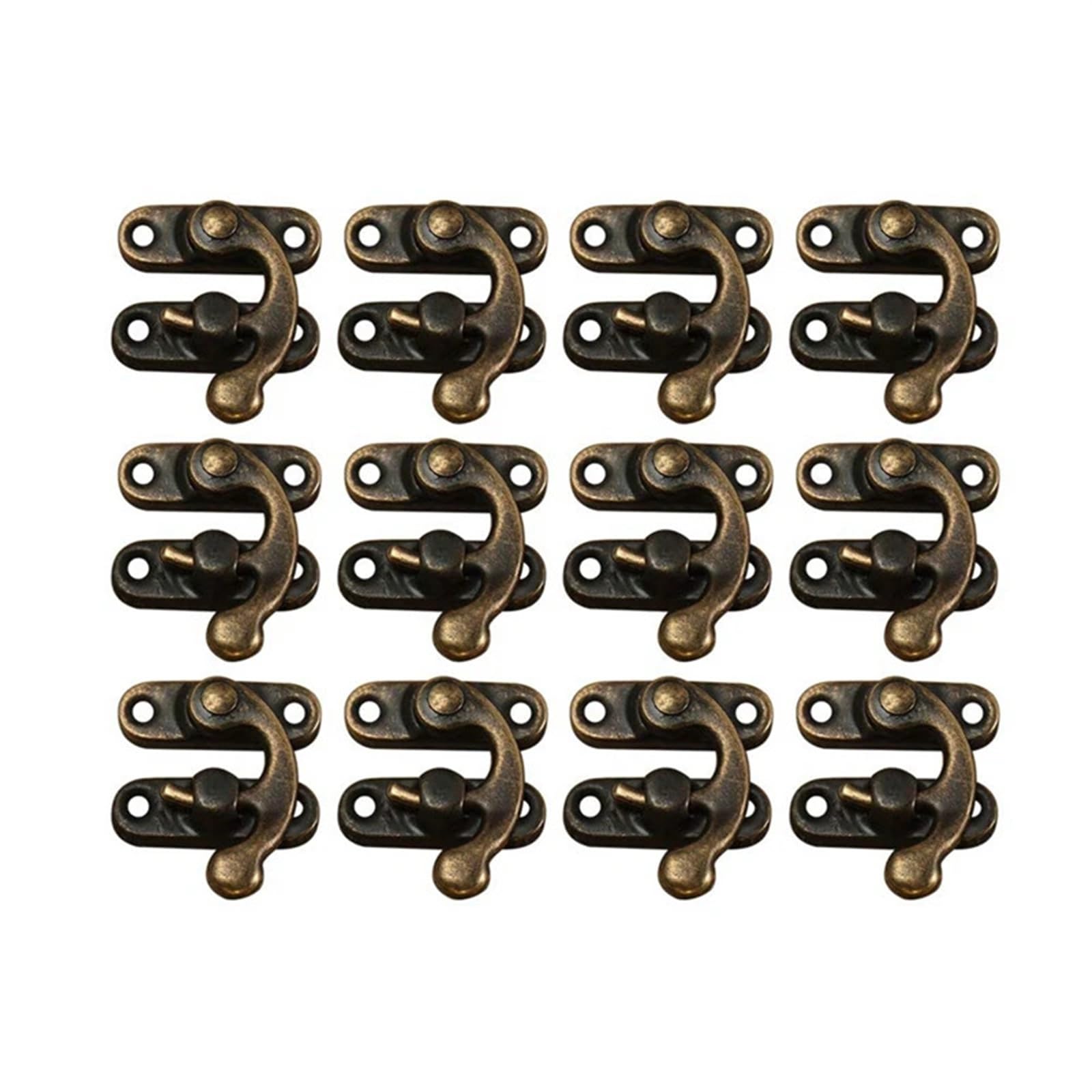 Zwcshuu Bronze Padlock Latch 12Pcs Vintage Metal Hardware Furniture Wooden Box Leather Bag Decorative Latch Clasps Lock Padlock Hasp With Screws