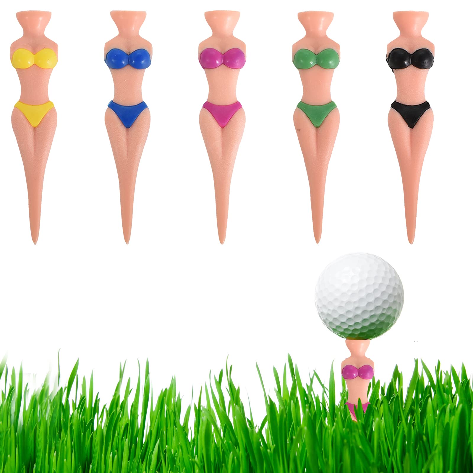 Zabawne koszulki golfowe dla kobiet i dziewcząt, 76 mm, 76 mm, z tworzywa sztucznego, do golfa, do domu, bikini, golfa, akcesoria do golfa (5 sztuk)