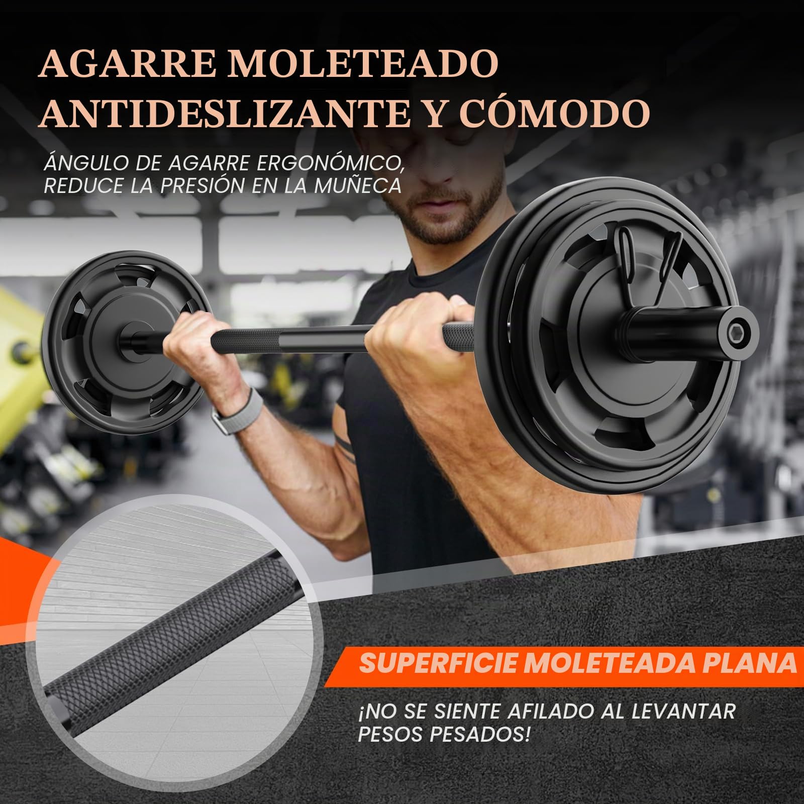 '57'' Olympic Barbell Bar, 2'' Standard Straight Barbell Bars for Weight Lifting Bar for Bench Press/Squats/Hip Thrusts/Lunges/Biceps- Home Gym Weight Bar- 2 Spring Collars,500lb Weight Capacity'