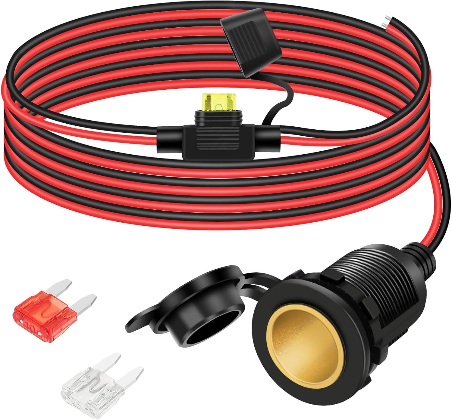 24V 12V Cigarette Lighter Socket, 6.6FT 13AWG Female