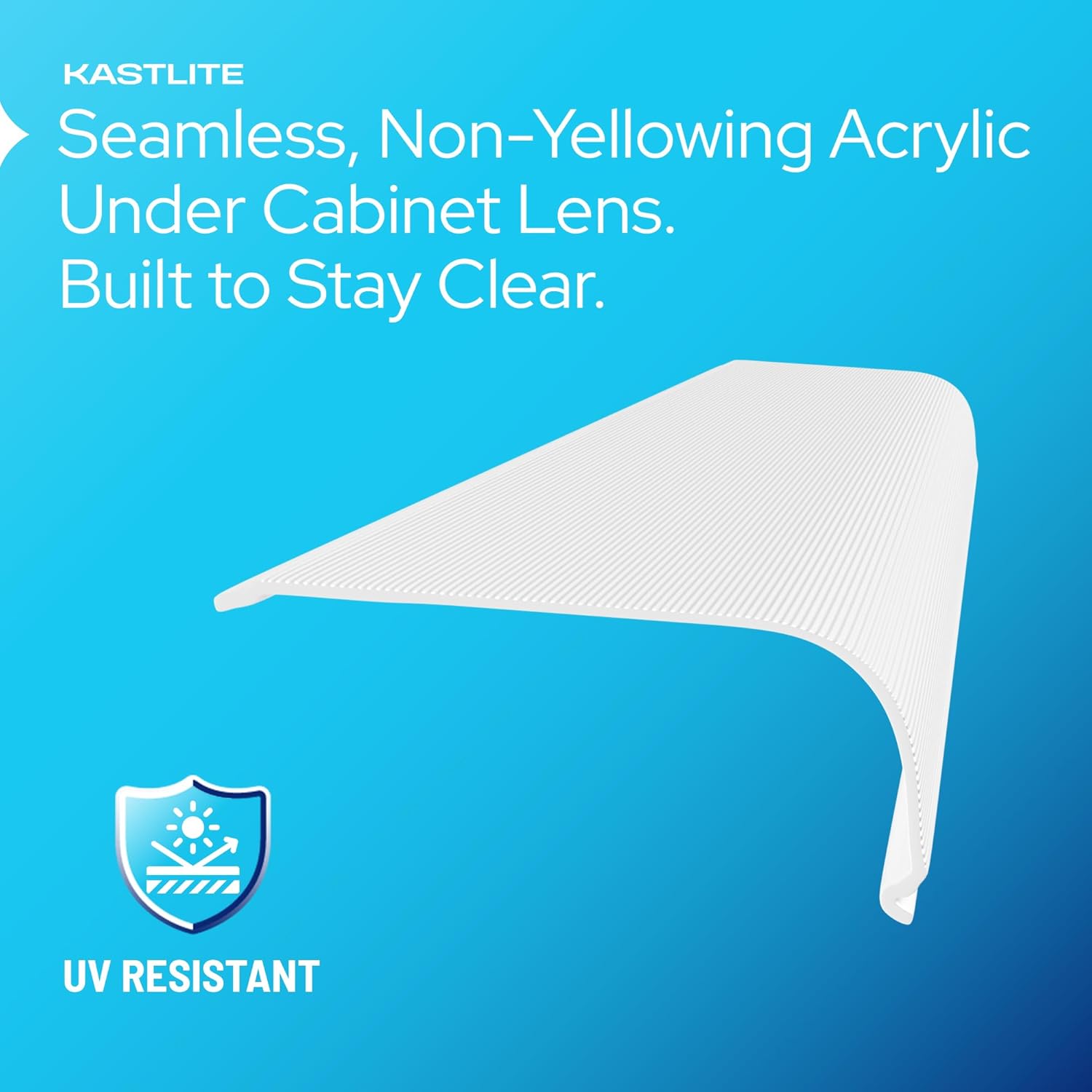KASTLITE Curved Under Cabinet Light Cover Replacement | White Ribbed Acrylic Undercabinet Lens Diffuser | 24"L x 2-7/8"W x 1"H | Filters Under Counter Lights for Kitchen, Bathroom & Vanity | Shape H