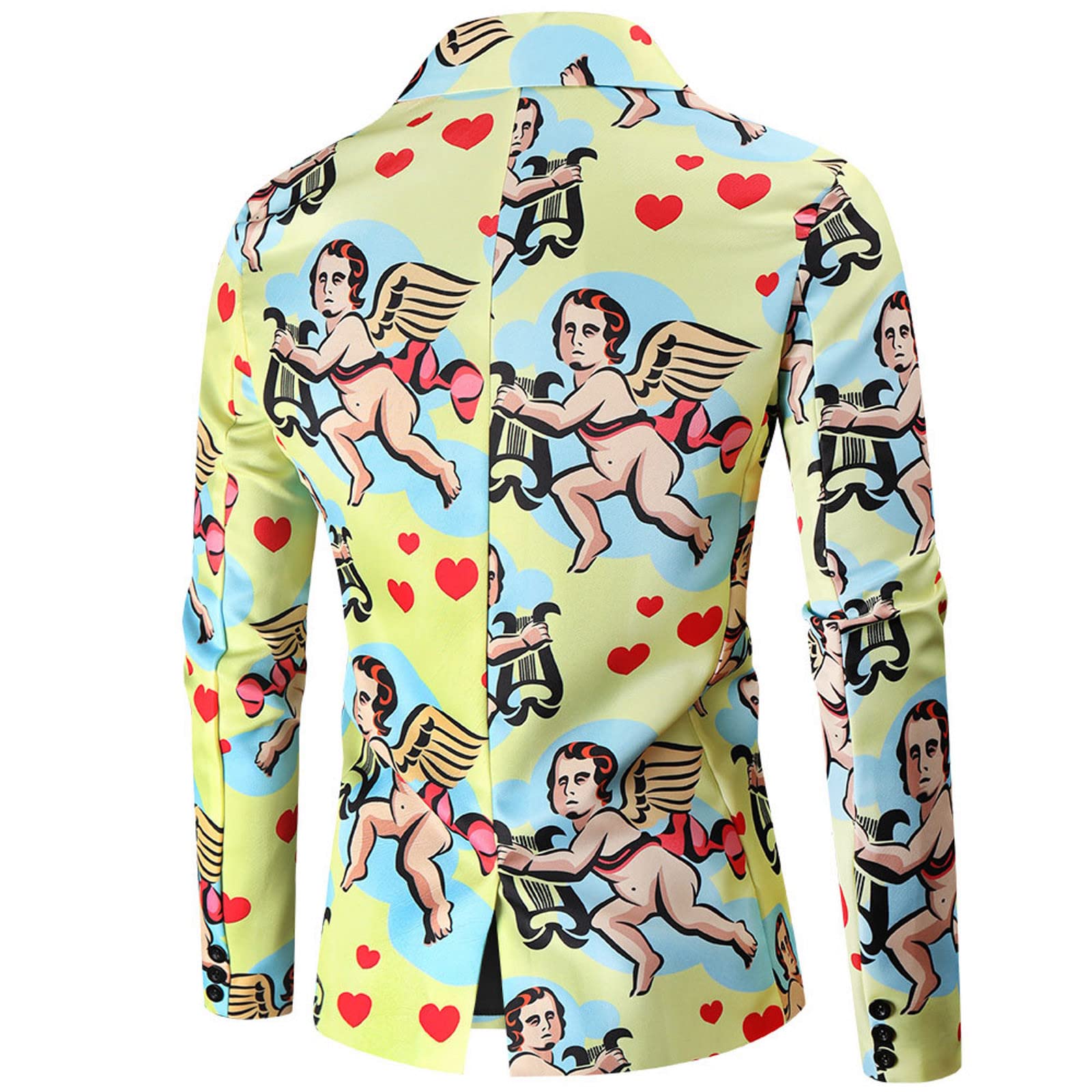 Blazer Uomo Slim Fit Formale Elegante Giacca di moda per gli uomini giacca casual fibbia risvolto abito stampato singolo petto giacche di moda con un bottone, giallo, M