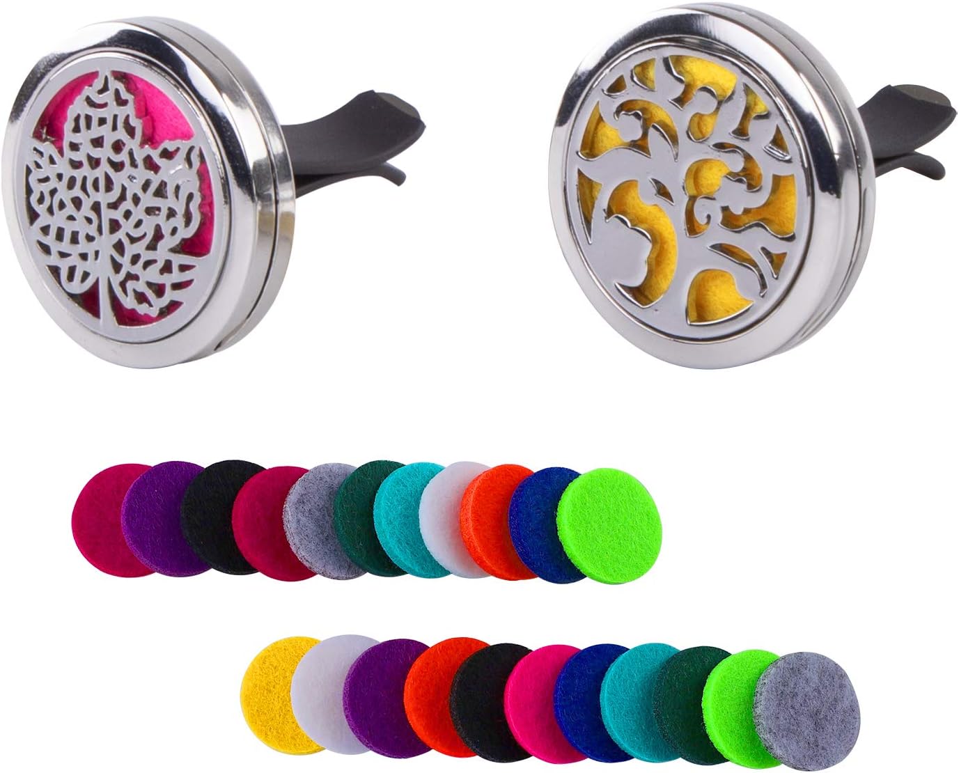 Yuccer Aromatherapy Diffuser for Car Diffuser Essential Oil Air Freshener Stainless Steel Car Vent Clip with Felt Pads (A 2 Pieces)