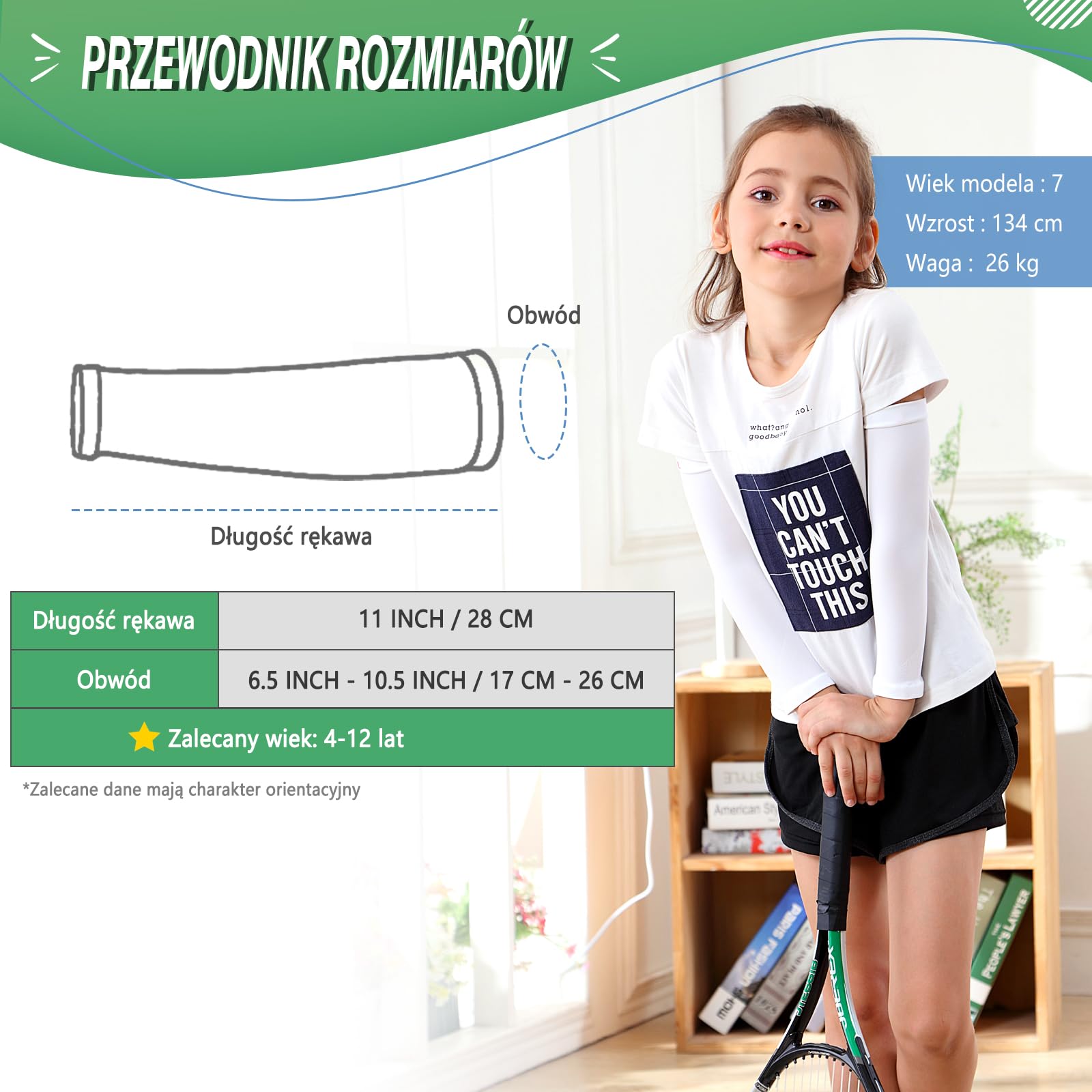 Kominy rękawowe dla dzieci 4 pary, ochrona przeciw UV, rękawice sportowe do koszykówki, siatkówki, piłki nożnej dla dziewczynek i chłopców