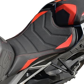 Front Rider Lower Seat Solo Saddle Fit for Street Triple 765 R/RS 2023-2026 | Low-profile Design, Fast Easy Install, Stylish Color-Matched Stitching Pattern, Breathable Leather
